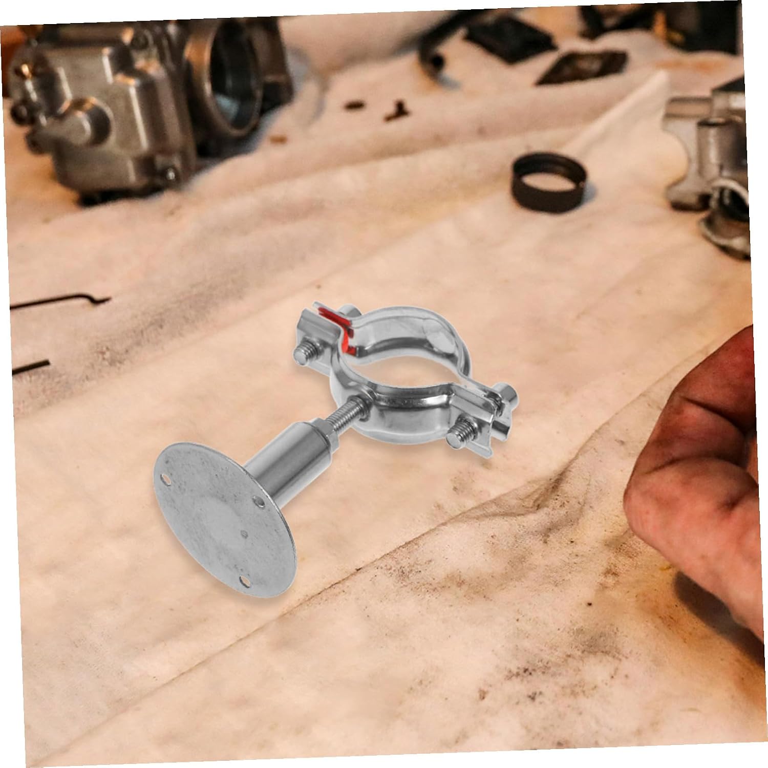 Adjustable Stainless Steel Pipe Support Clamp Wall and Ceiling Mount for Basement Pipe Supports 42-45mm