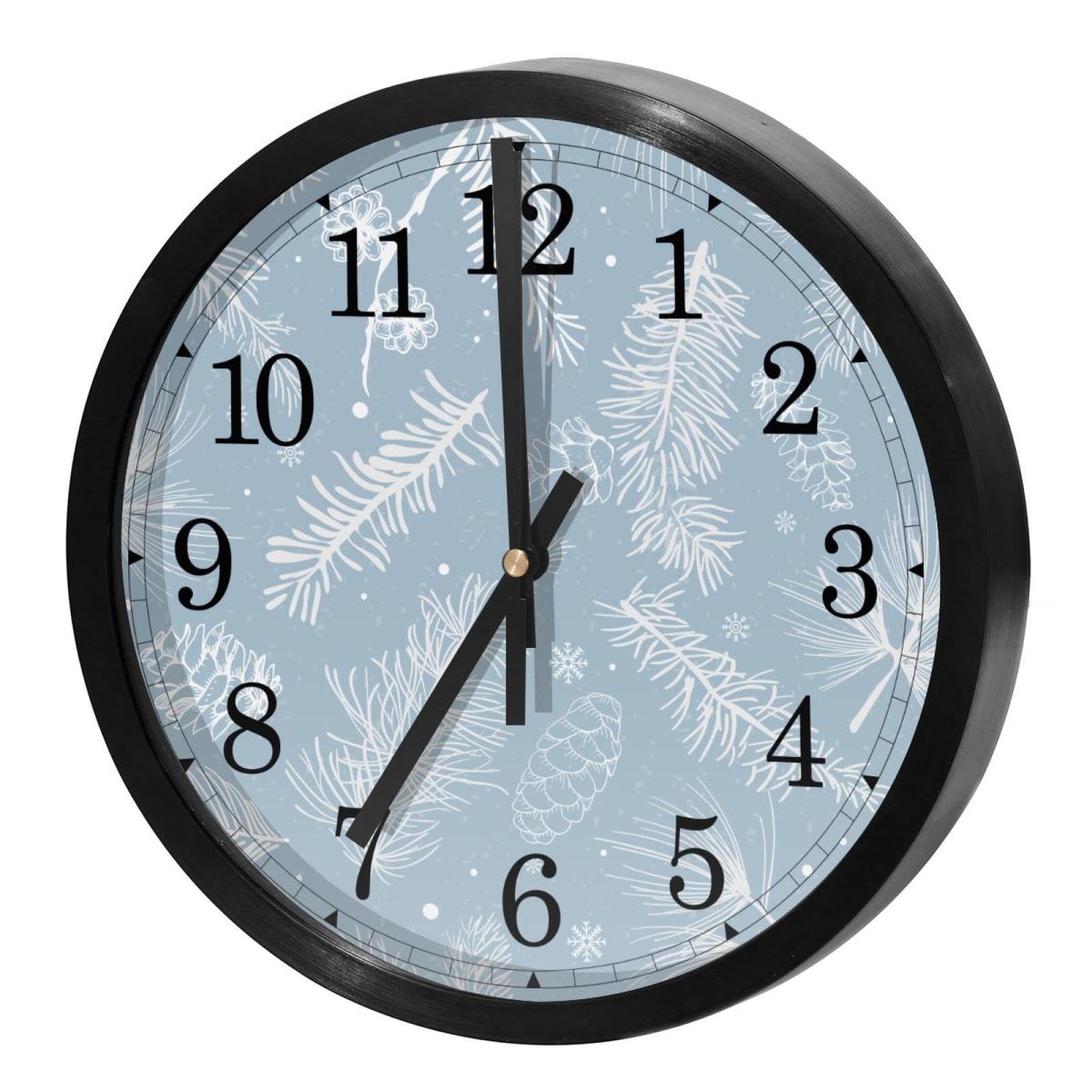 Horloge murale décorative au motif de plume d'hiver pour un intérieur serein