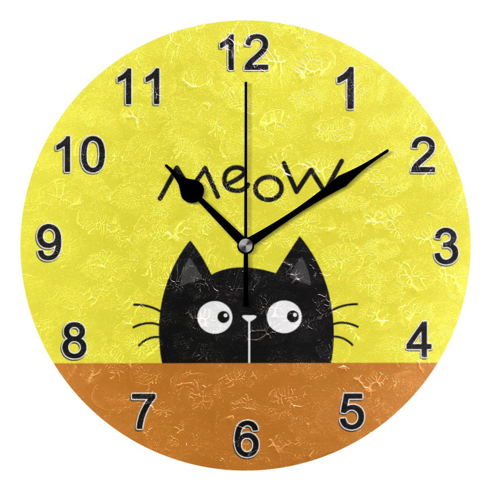 CHIFIGNO Cute Cat Wall Clock Non Ticking Silent for Bedroom Bathroom Lobby Wall Decoration