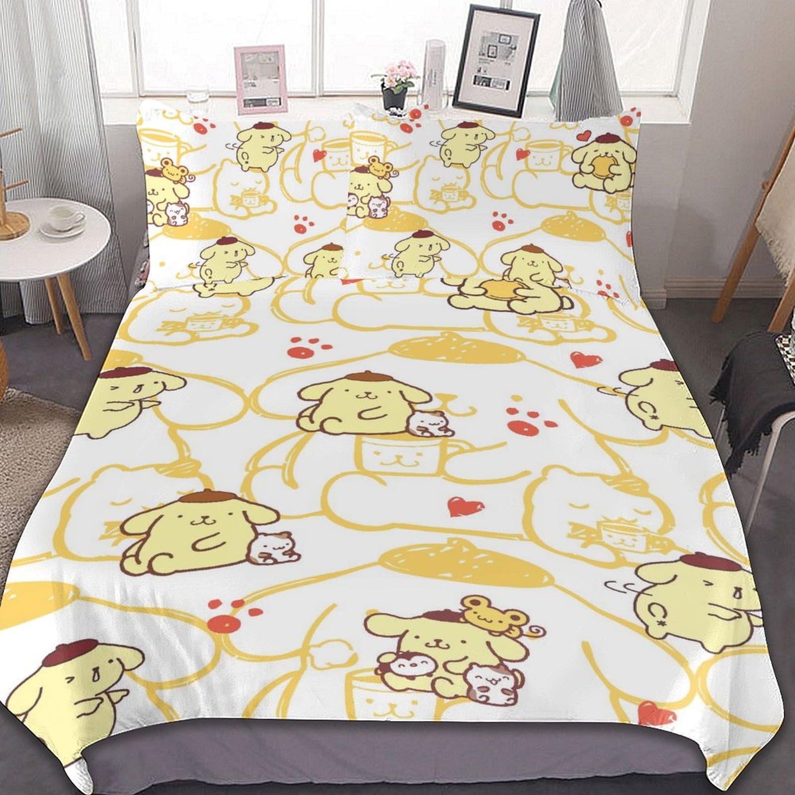 新品♡ポムポムプリン　Pompompurin 掛け布団カバー ダブル　サンリオ Amazon｜ポムポムプリン 布団カバー 3点セット シングル シングル 枕