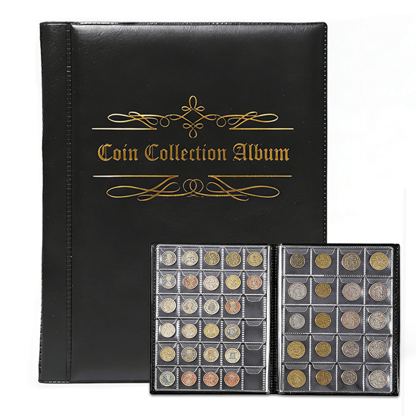 Album per Monete 480 Tasche Raccoglitore 2euro Collezione, Collection Raccoglitore Coin Album Libro per Monete da Collezione Portamonete Raccolta per Euro, Sterlina, Pence