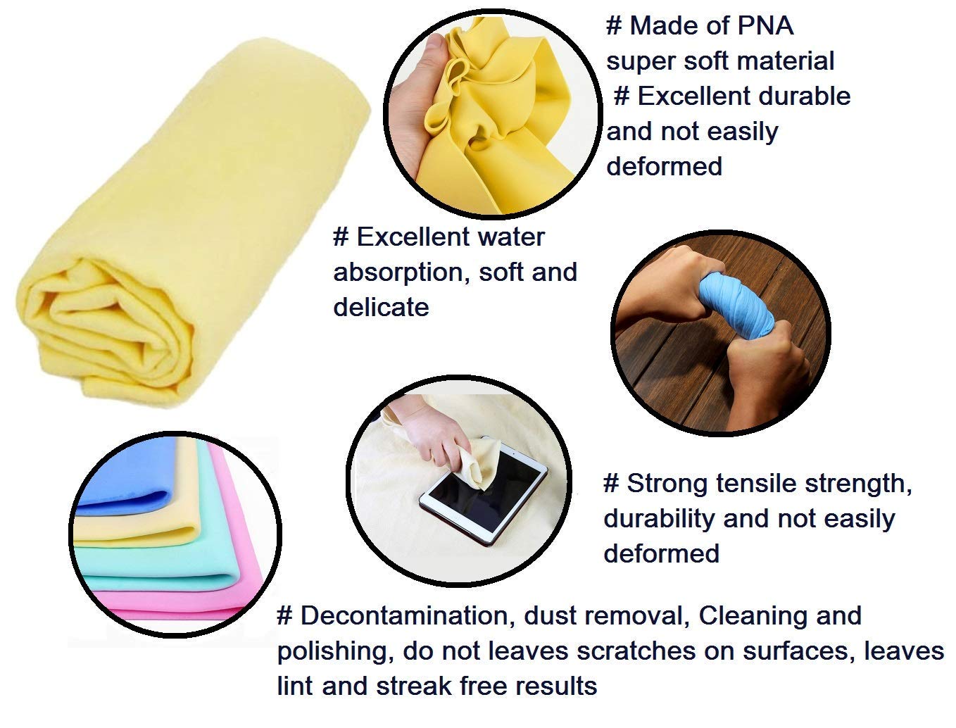 Auto Hub Ultra Absorbent Chamois Cleaning Cloths for Kitchen/Home/Office (1pc, Multi Color, Small: 48cmX32cm) 2
