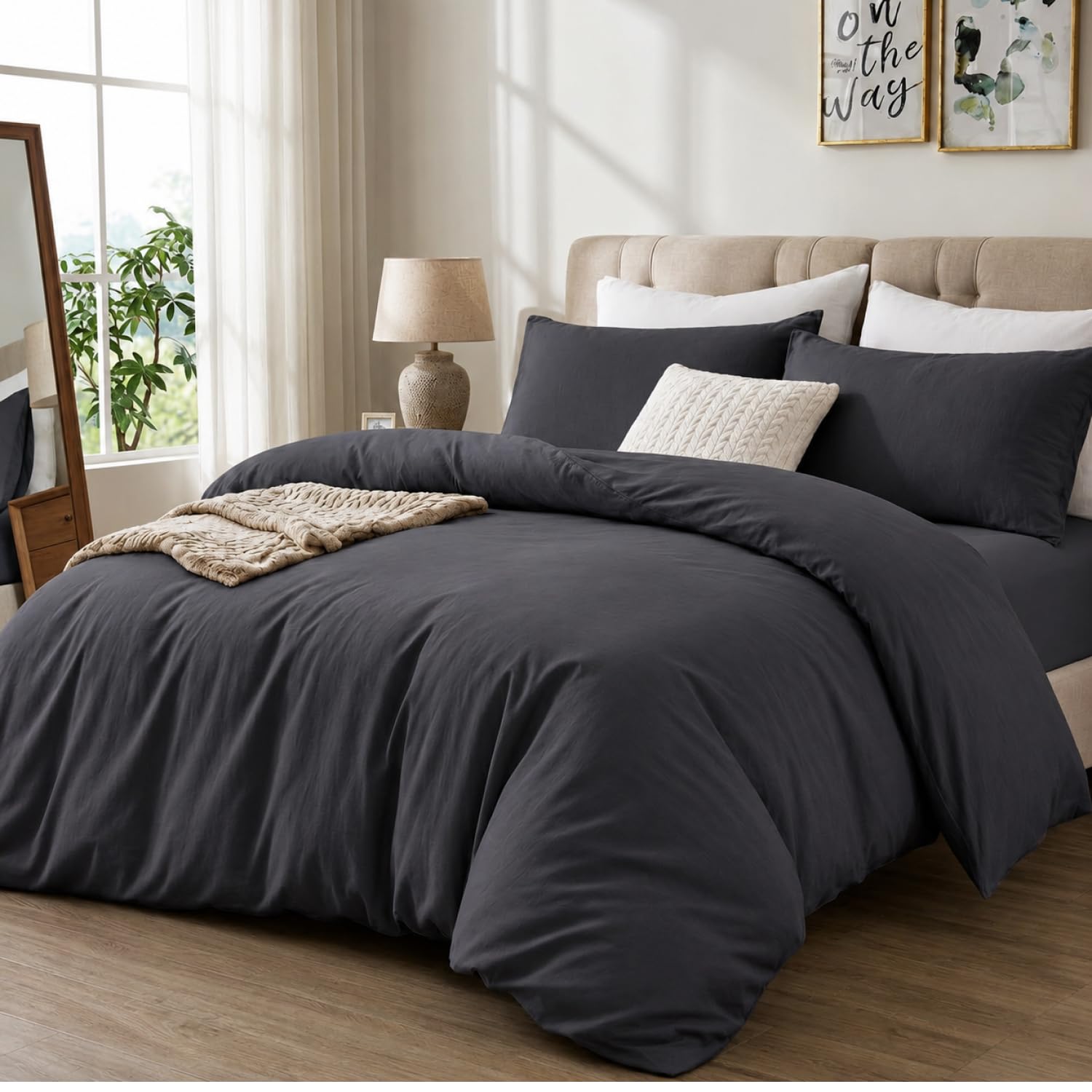 Microfiber Single Duvet Cover Set with 1 Pillowcase (135x200)cm Dark Grey