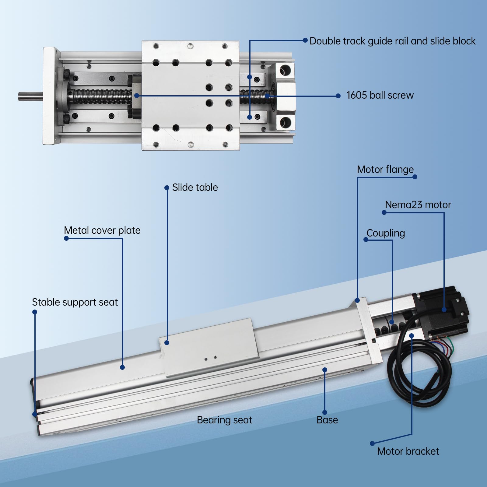 200mm Stroke CNC Linear Stage Motion Actuator, Double Optical Axis X Y Z Axis Linear Slide Rail Aluminum Alloy Cross Sliding Table Sbr16 Linear Rail Guide Sfu1605 Ballscrew For Cnc Vxb Ball Bearings 4