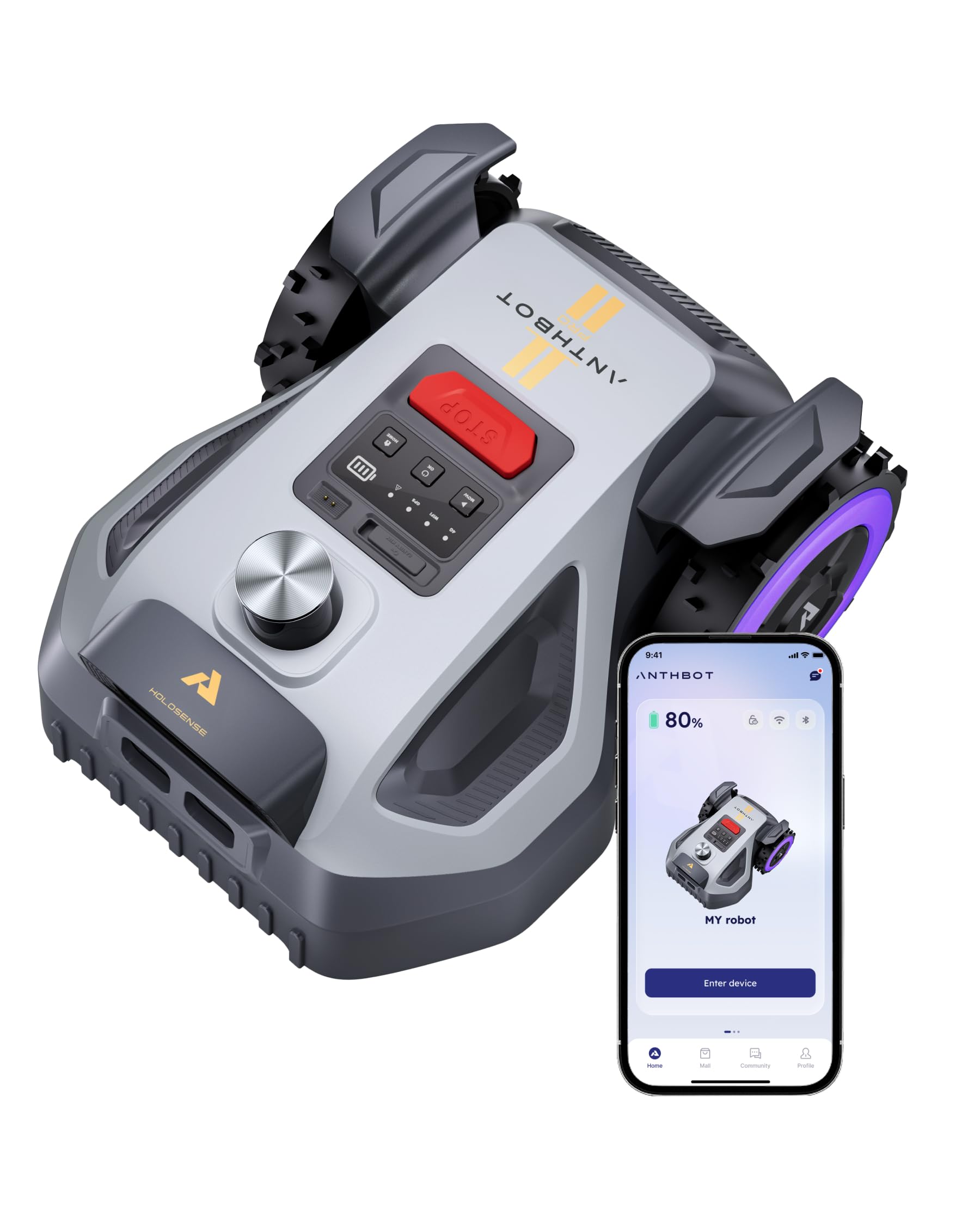 ANTHBOT M9 Pro Tondeuse Robot - 1000㎡，360° LiDAR, NetRTK, 4G, Double Caméra, 5000mAh, 150㎡/h, HDR Vision IA, Cartographie Automatique & Manuelle, Prêt à l'emploi, Gestion Multi-Zones, IPX6, ≤58dB | Double Caméra, 5000mAh, 150㎡/h, HDR Vision IA, IPX6