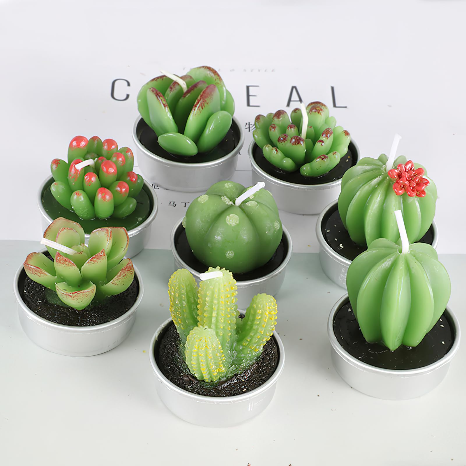 Juego de 36 velas de cactus suculentas, pequeñas velas perfumadas a granel para regalo, velas decorativas hechas a mano para invitados, bodas, despedidas de soltera, baby shower, regalos de cumpleaños