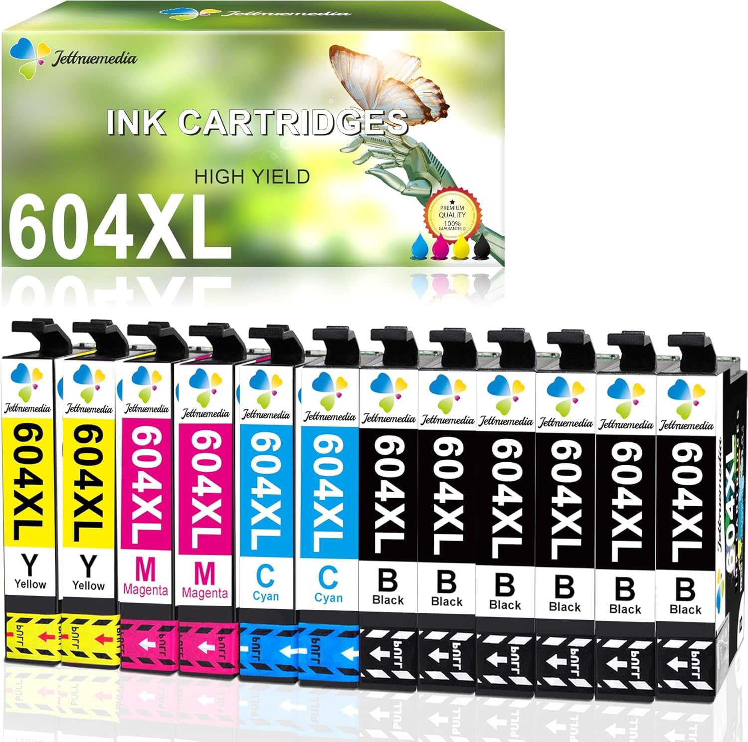 Jettruemedia Compatibili per 604XL Cartucce d'inchiostro per Expression Home XP-2200 XP-2205 XP-3200 XP-3205 XP-4200 XP-4205 Workforce WF-2910DWF WF-2930 WF-2935 WF-2950 (Confezione da 12)