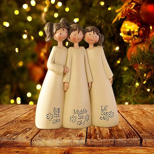 Miniatura 5 de Estatua de ángel de la amistad, figura de mesa de ángel de resina con flores, esculpida pintada a mano, estatua de ángel de la amistad, escultura