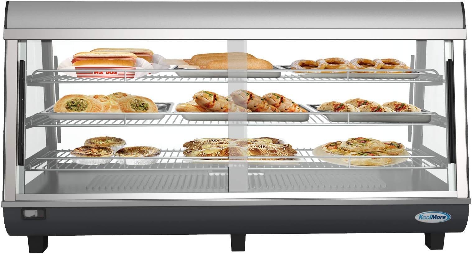 HDC-6C Commercial 48" Countertop Food Warmer Display Case Merchandiser with LED Lighting and Front Sliding Door - 6.5 cu.ft.,Black