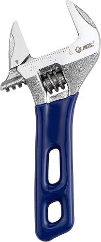 Stubby Adjustable Wrench with Wide Opening,Mini Adjustable Wrench Spanner with Short Handle, Chrome Vanadium Steel Forged - 4 inch