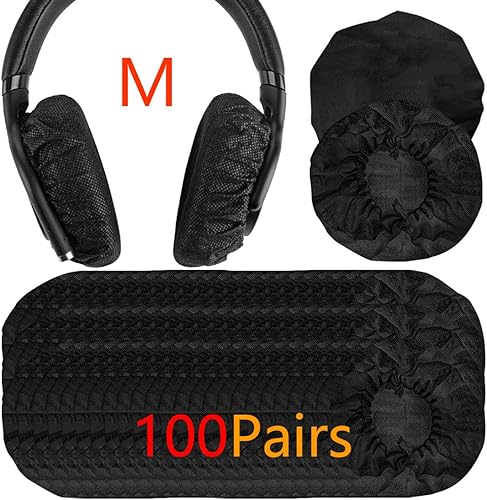 Miniatura 10 de Geekria 100 pares de fundas desechables para auriculares grandes sobre la oreja, fundas de almohadillas sanitarias elásticas, protector higiénico de