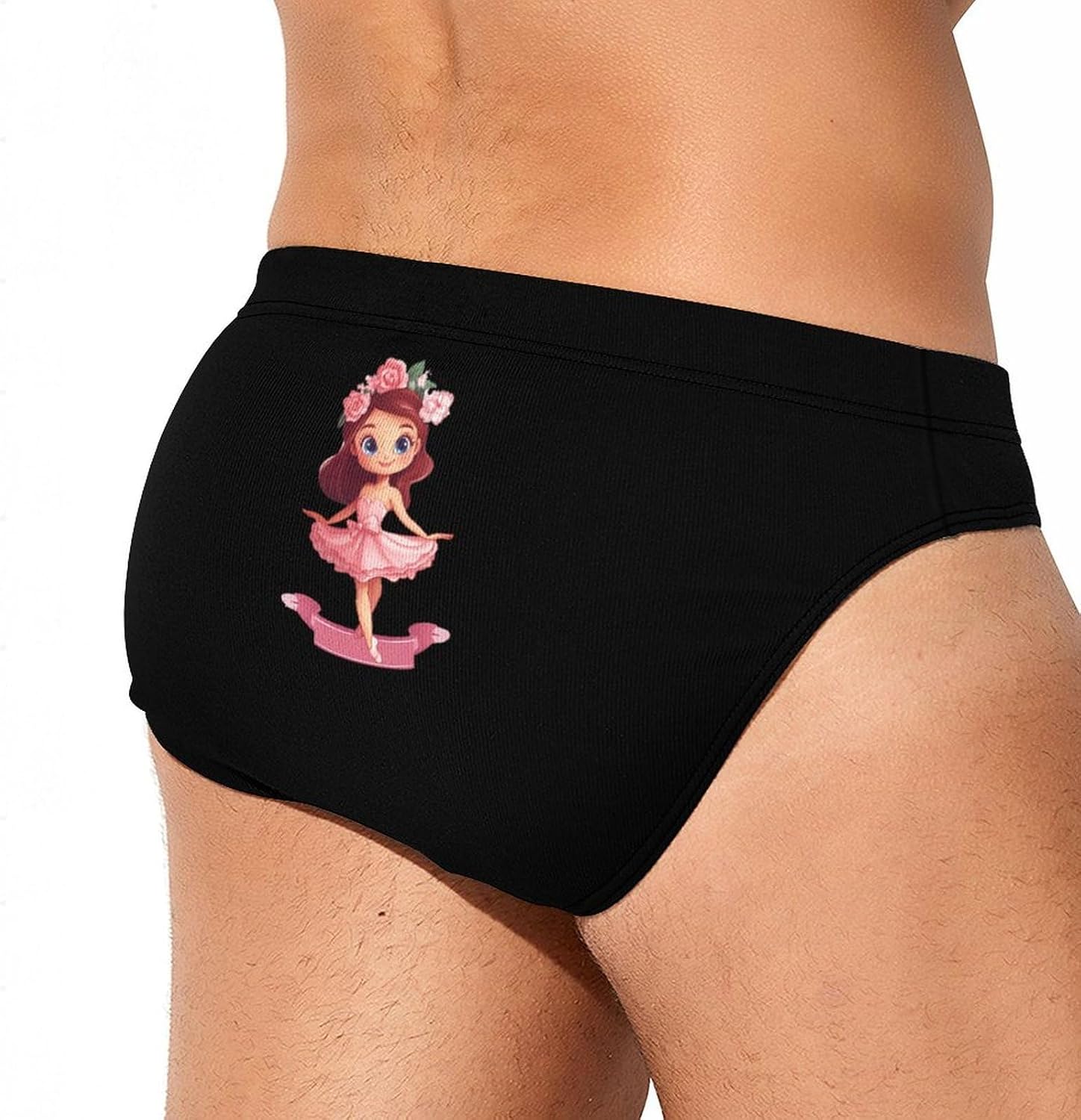 Ballet Dancers Flower Print Mens Swim Trunks Swimwear Briefs Low Waist Swimsuit for Beach Sports
