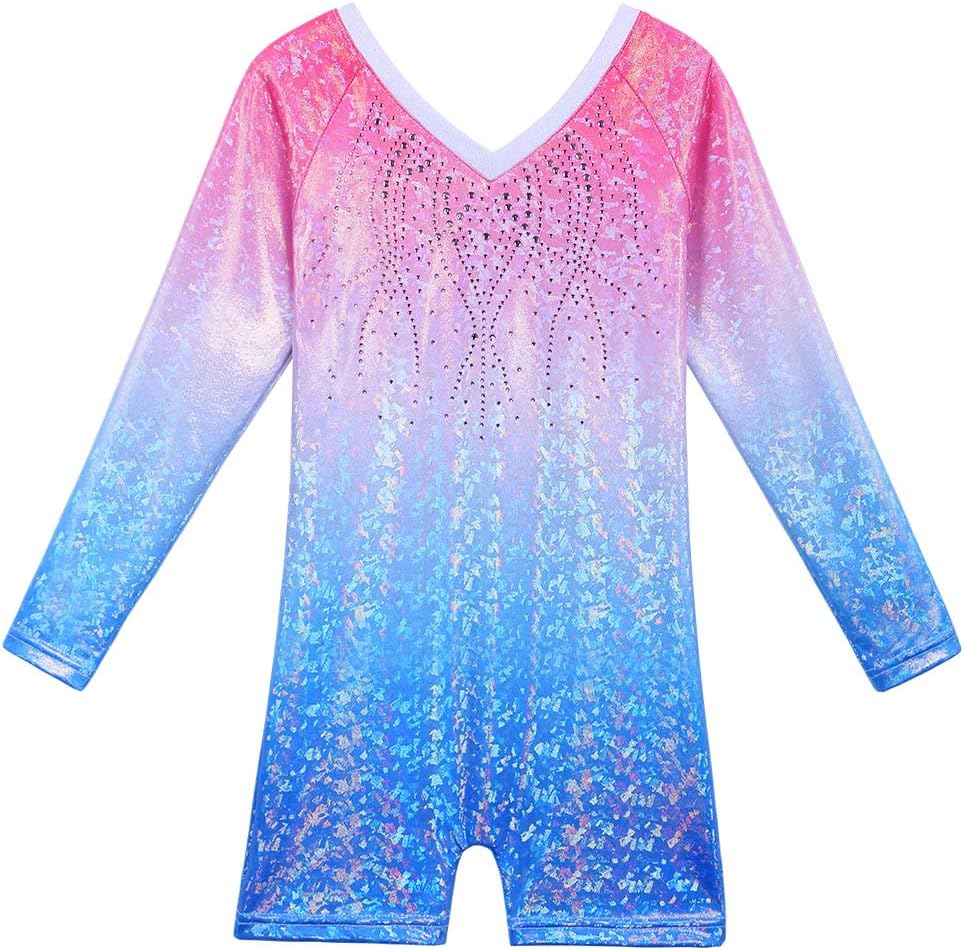 BAOHULU Leotard for Girls Gymnastics Toddler Sparkle Stripes Tank Biketards One Piece