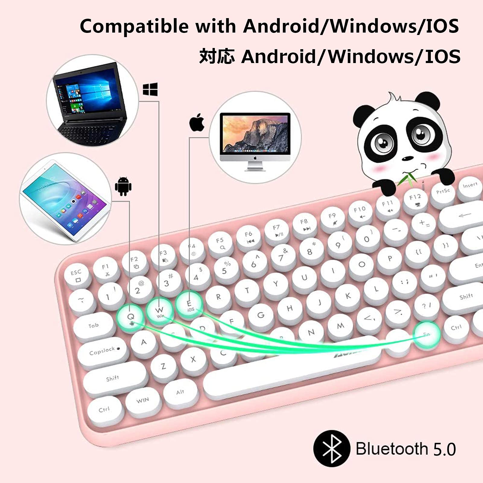 Ajazz ブルートゥース タブレット用キーボード かわいい レディースキーボ Ajazz ブルートゥース タブレット用キーボード かわいい