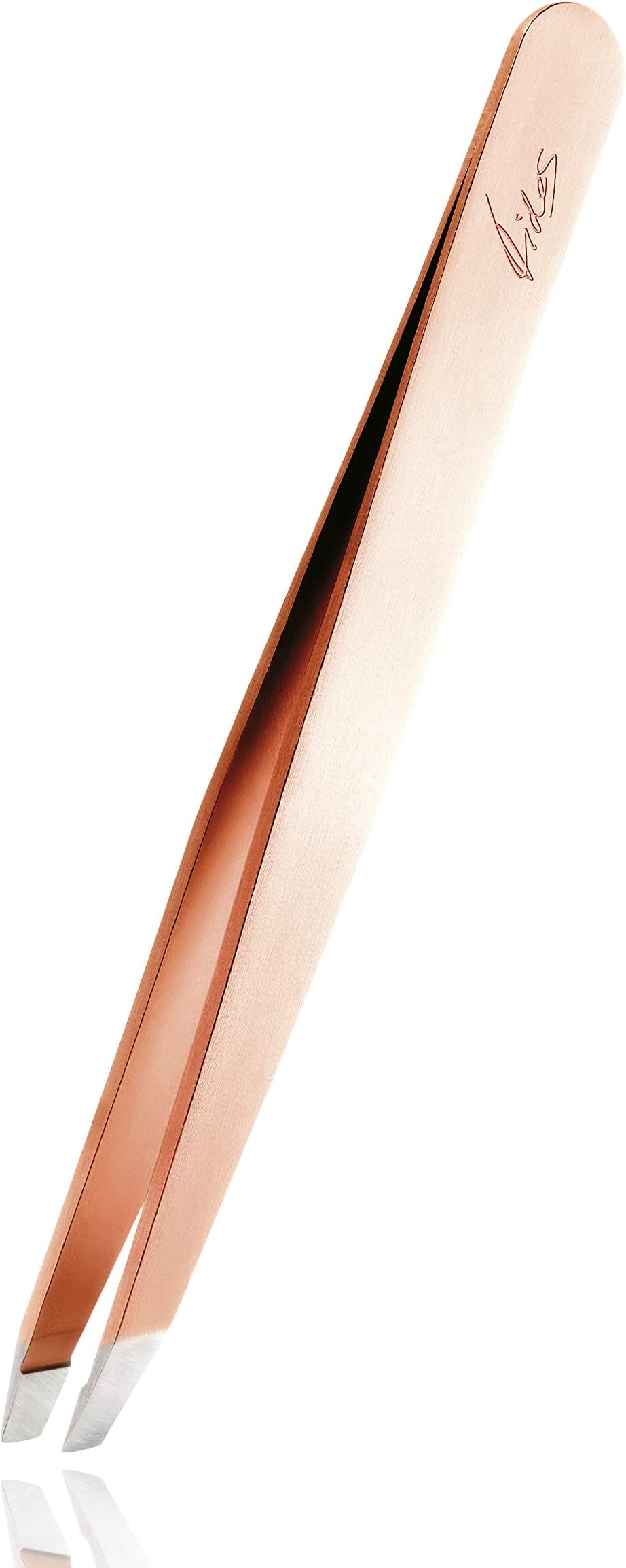 RubisSpecial Edition Fides - Professional Eyebrow Tweezers Slanted Tip - Slanted Tweezers for Eyebrow Plucking and Hair Removal - Rose Gold