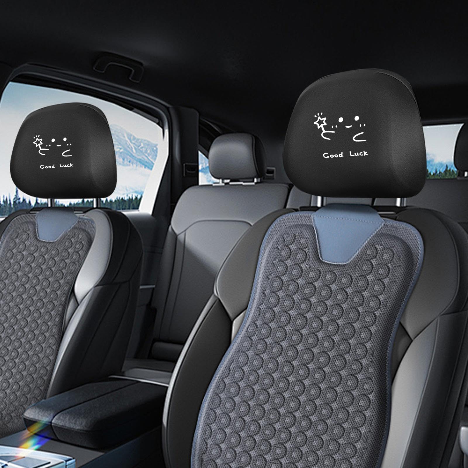 2 Coperture Per Poggiatesta Auto Con Tasca: In Pelle, Antipolvere E Organizer, Universali Beige