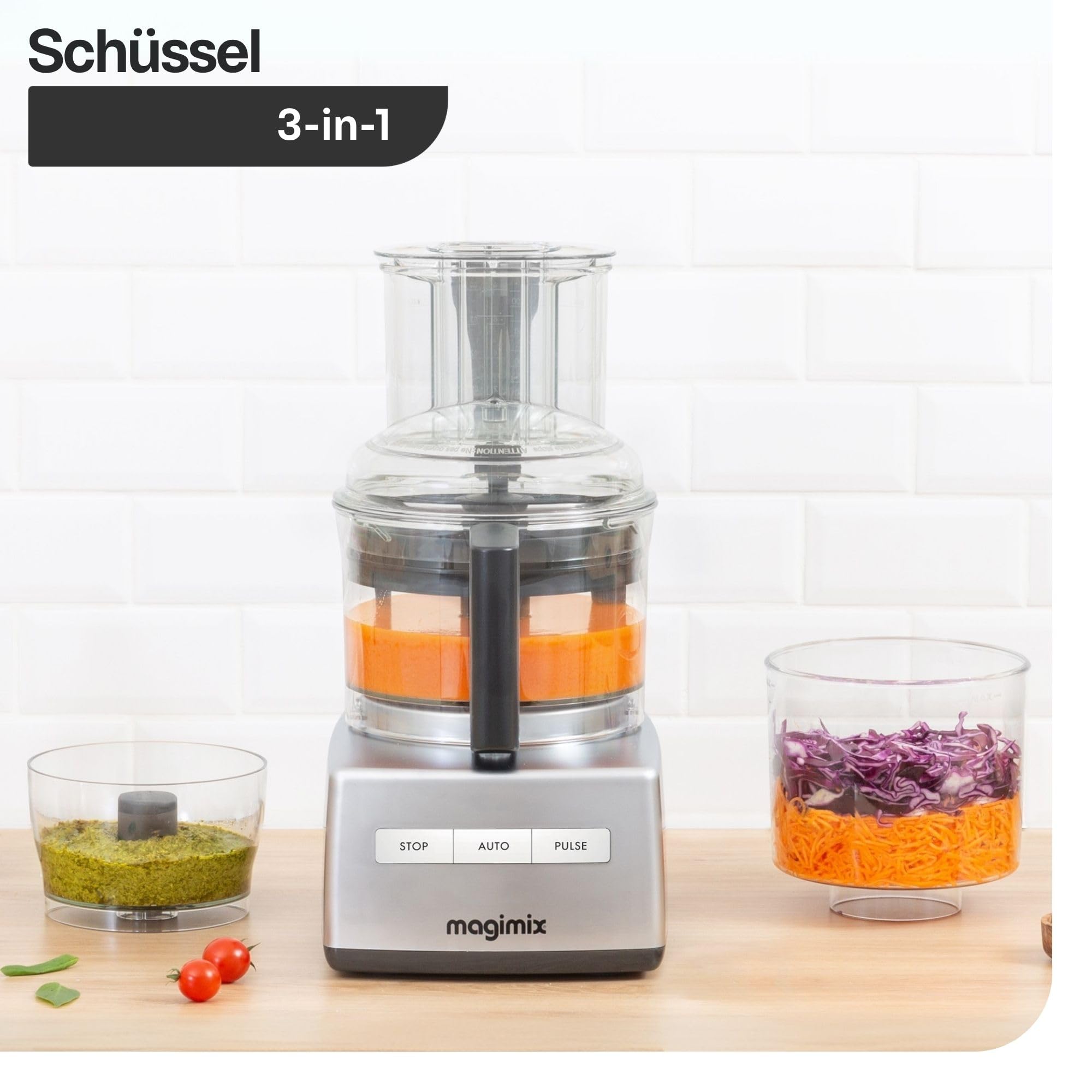 magimix Küchenmaschine - CS 4200XL - Multifunktionsprocessor für 1–6 Personen, Schneiden, Raspeln, Mixen, Kneten und Emulgieren, inkl. Zitruspresse - Chrom Matt