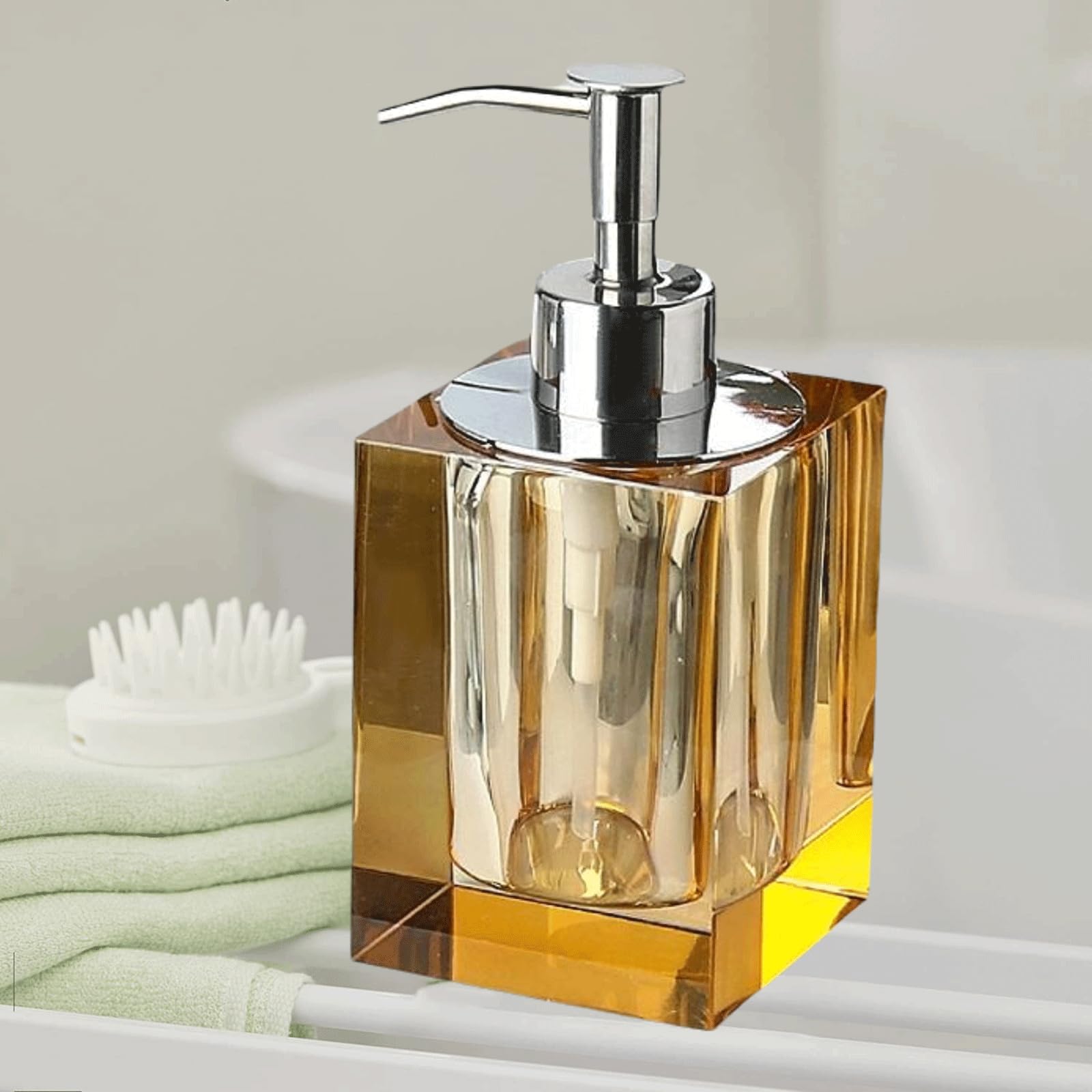 Dispensador de jabón de manos de cristal de lujo, botella de jabón de loción, botella cuadrada vacía, bomba de jabón de gel de ducha transparente, dispensador de jabón de plato de cocina para