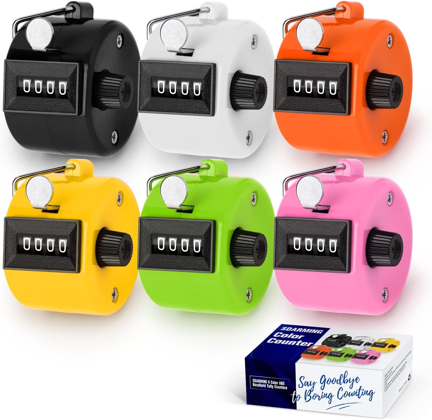 Colour Counters, Tally 4-dight Clicker Counter, ABS Handheld Counters Clicker for Counting, Golf, Scoring, Knitting