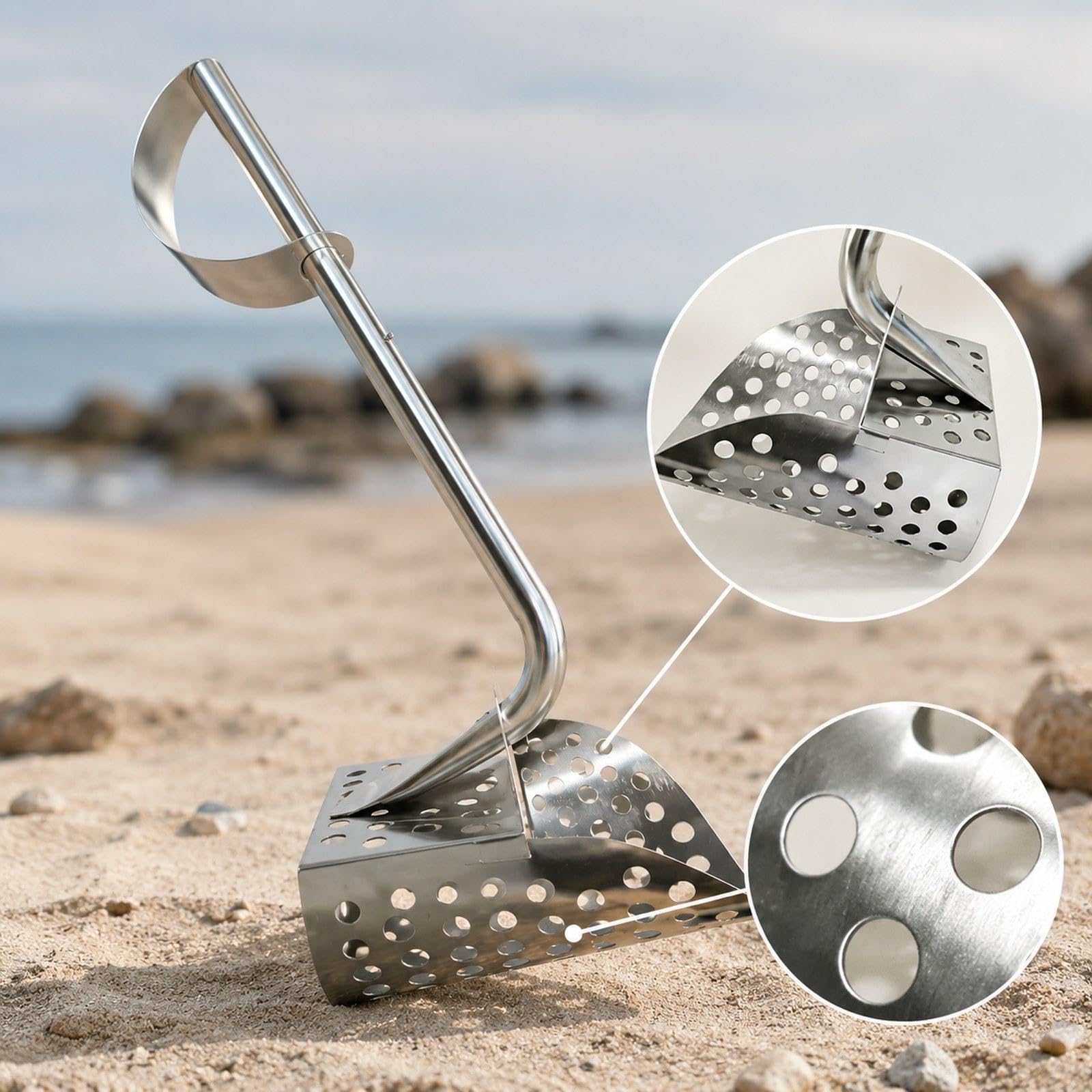 Perfeclan Rastrillo Multifuncional Mano para Playa, Ideal para Pesca al Libre y Camping.