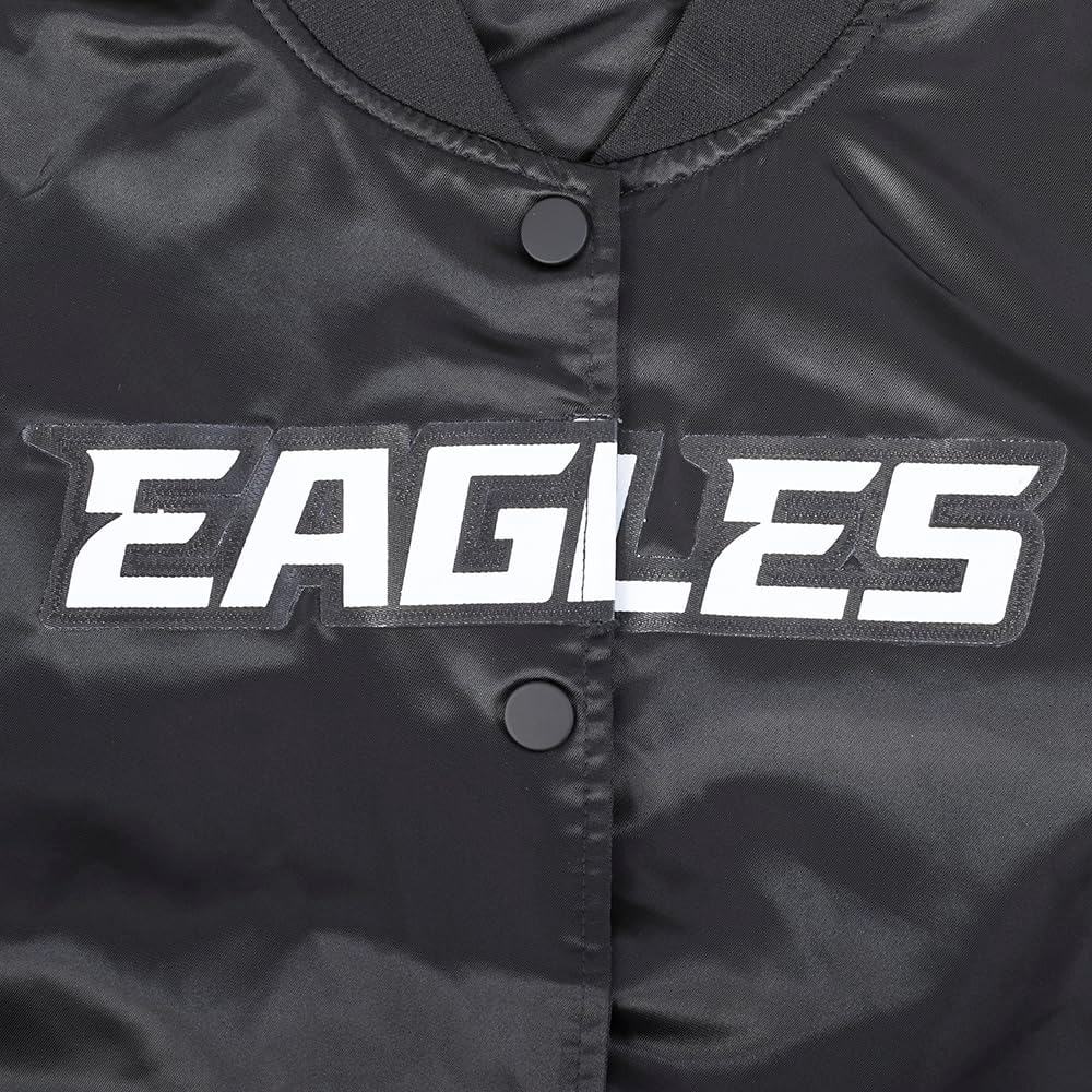 Pro Standard Womens NFL Philadelphia Eagles Classic Chenille Satin Jacket Black S - Image 5