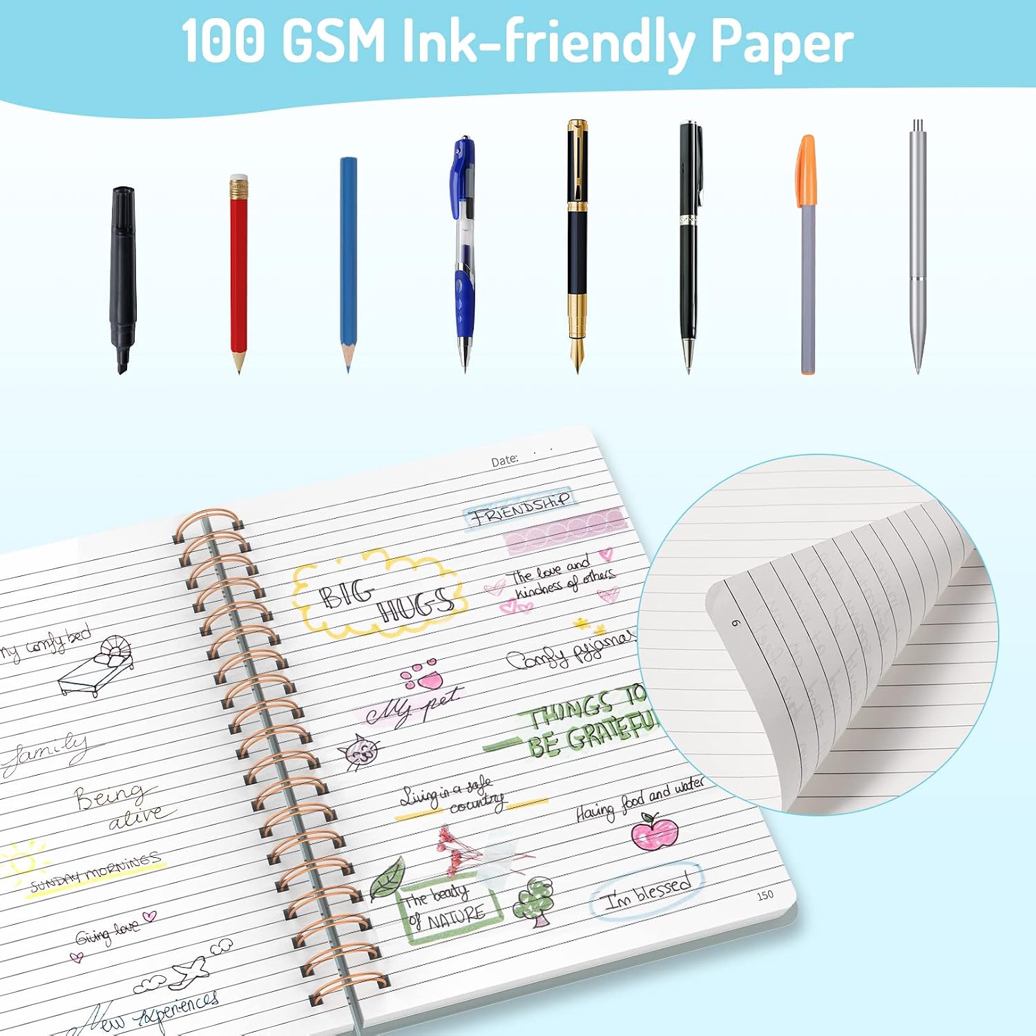Forvencer Lined Spiral Journal Notebook with 300 Numbered Pages, B5 image 4