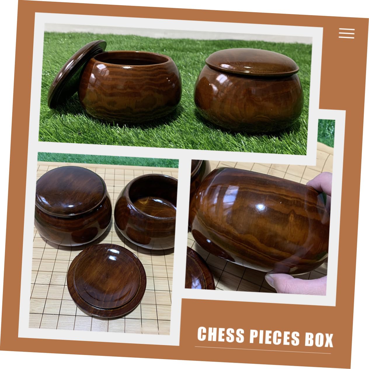 Kisangel Pieces Go Chess Pieces Storage Bowl Go Can with Lid for Up to Chess Stones Compact Portable Design for and Travel for Training Institutions