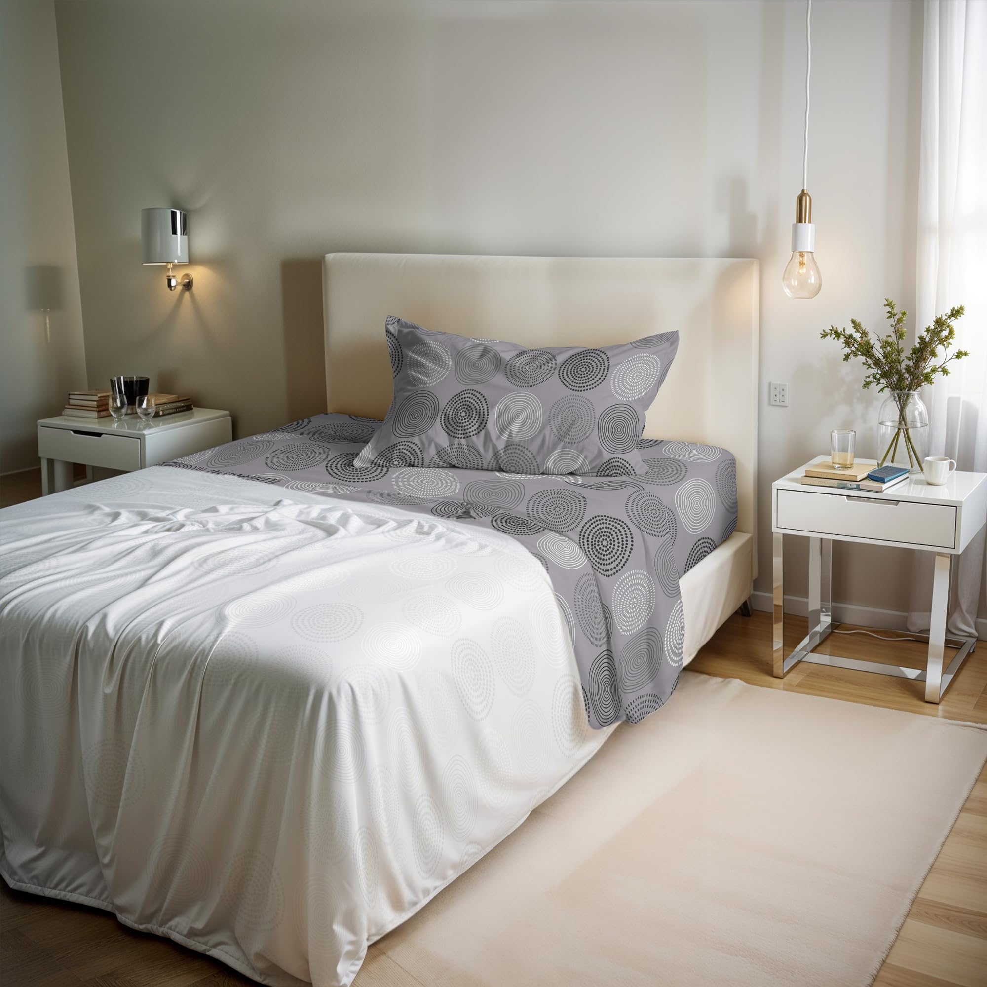 River Cotton Single Bed Sheet Set, Made in Italy – Complete Bed Set, Fitted Sheet, Top Sheet 90 x 200 cm and Pillowcase with Inner Flap (Single, Size)