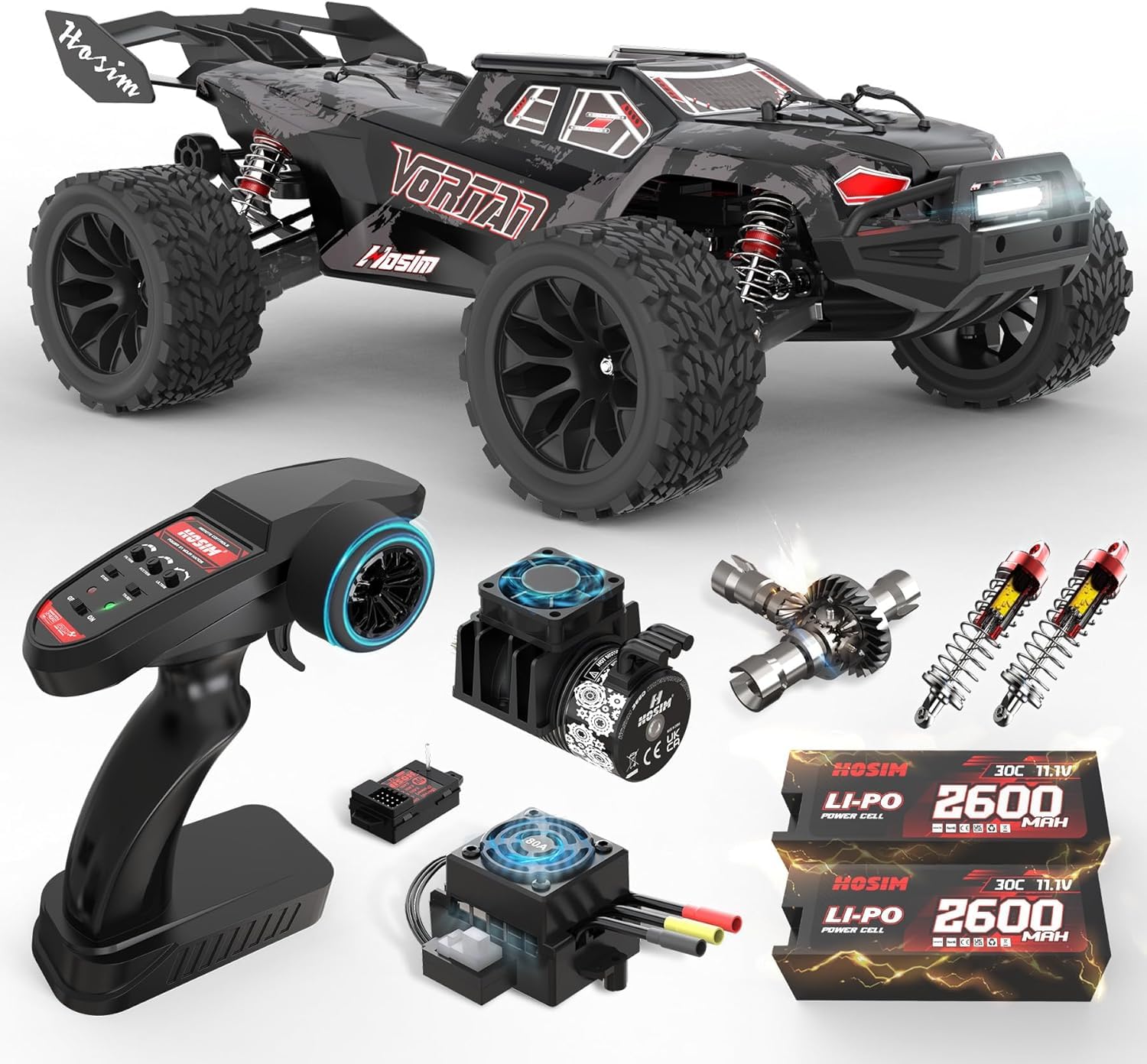 Hosim RC Cars Mini 1:8 RC Truck for Adults, Vortan RTR Brushless RC Cars Fast 50+mph All Terrain 4WD Remote Control Car Hobby Waterproof RC Car Electric Off-Road Monster Trucks with 3S Battery