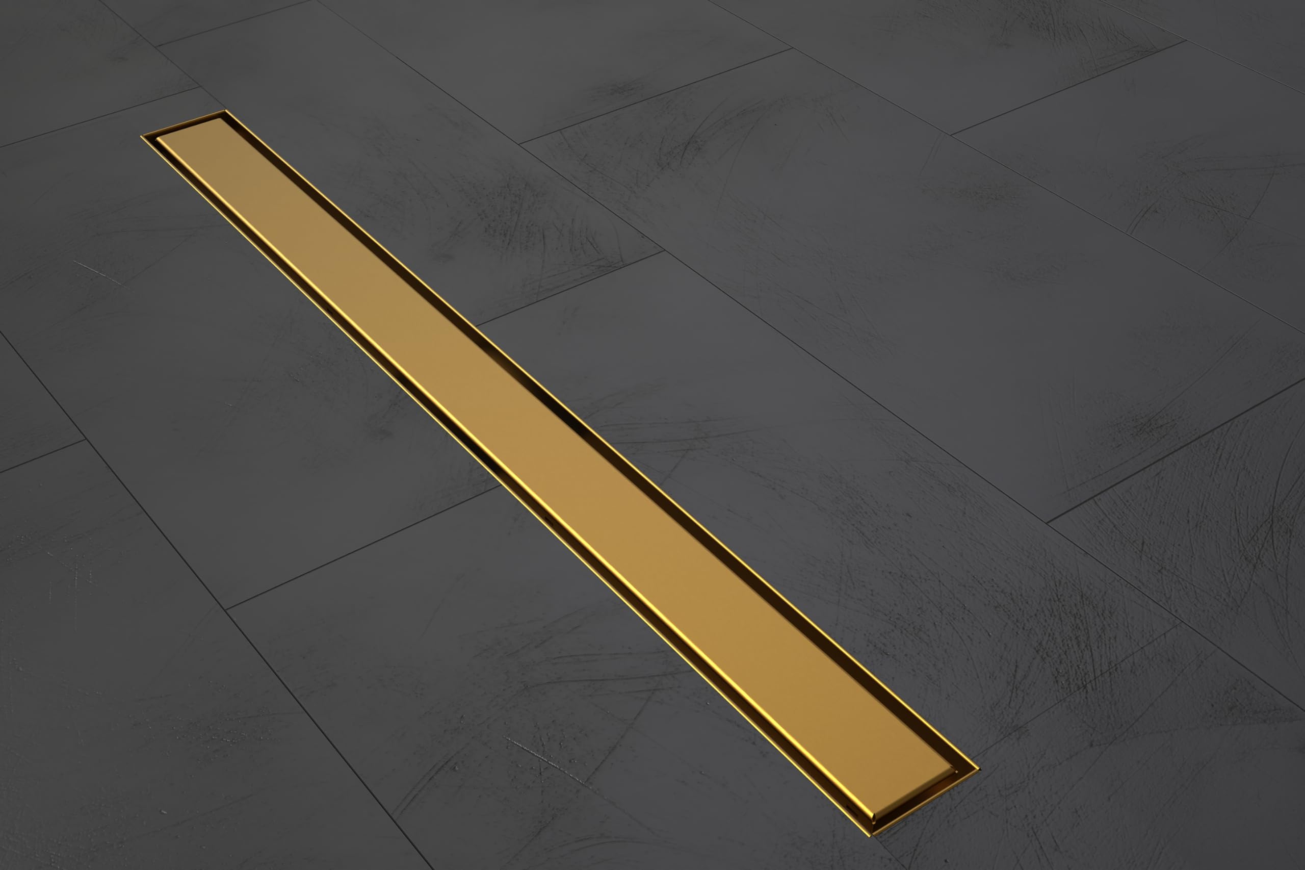 Caniveau extra plat pour douche italienne reversible finition gold/ou à carreler longueur 60 centimètres - Avec siphon anti odeur et filtre pour cheveux NOYON & THIEBAULT