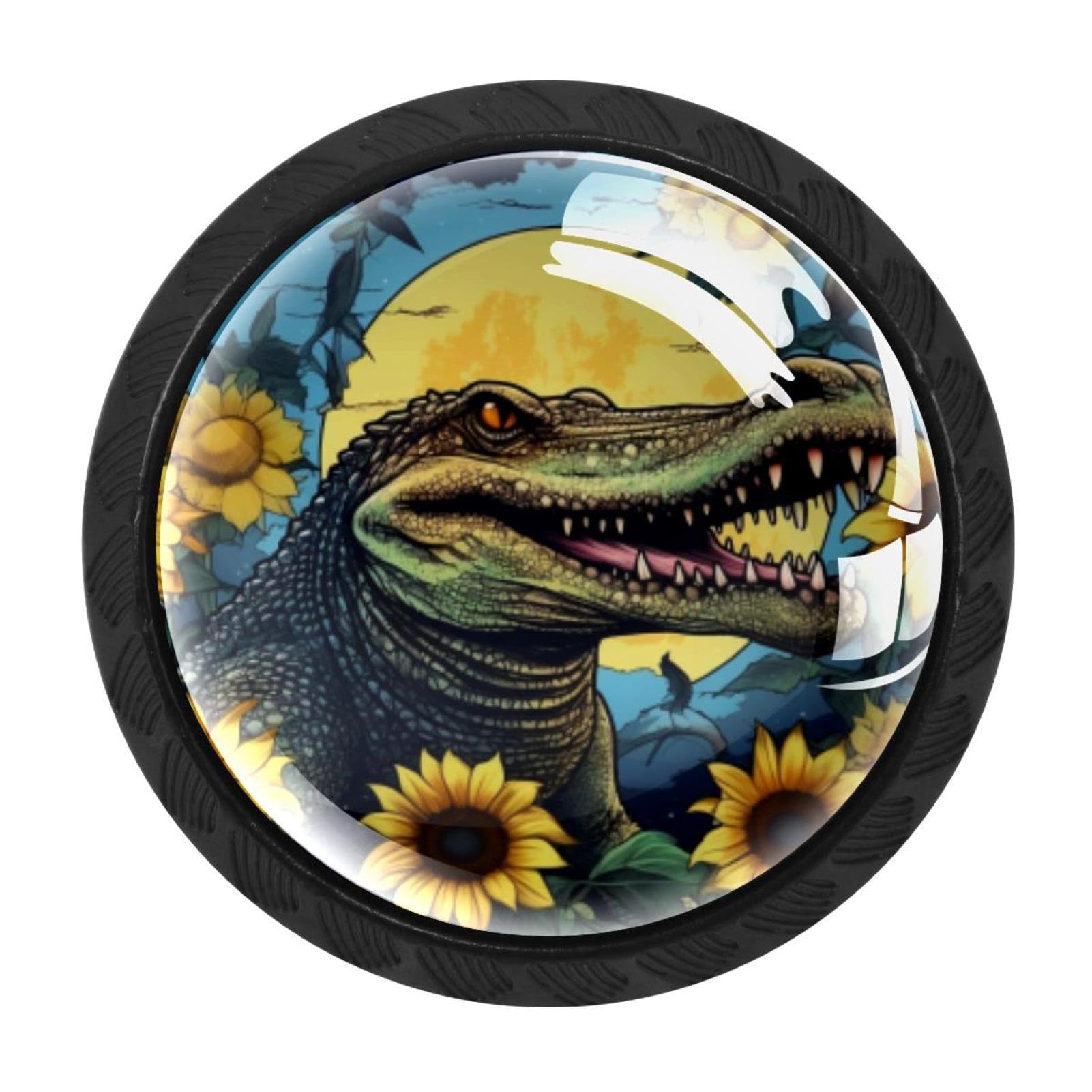 CHENZZZZ 4 Pieces Crocodile Starry Sunflower Kitchen Cabinet Knobs Drawer Knobs Dresser Knobs Black Knobs Drawer Pulls Dresser Drawer Handles Knobs for Dresser Drawers
