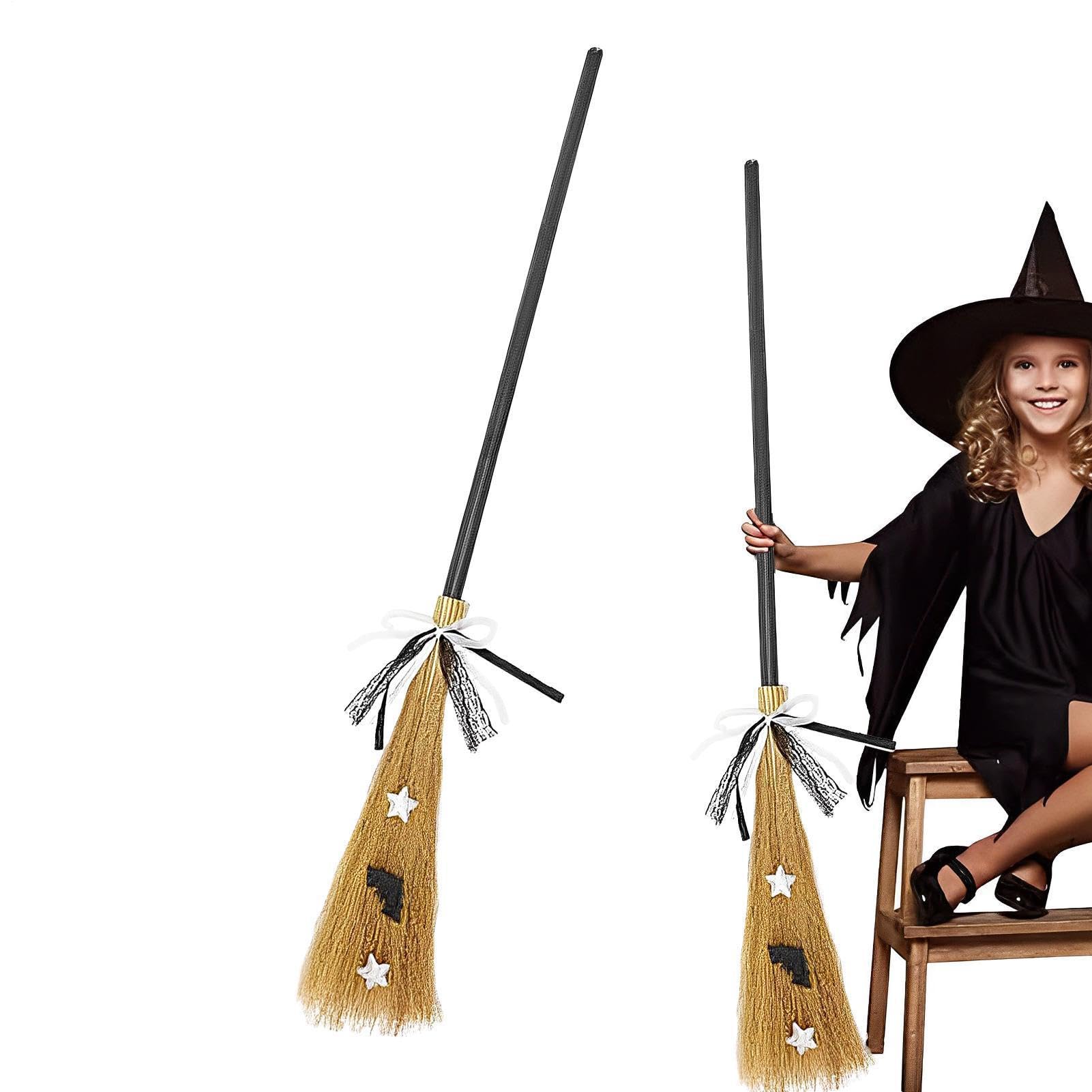 Escoba de Halloween espeluznante con mango extraíble para disfraces