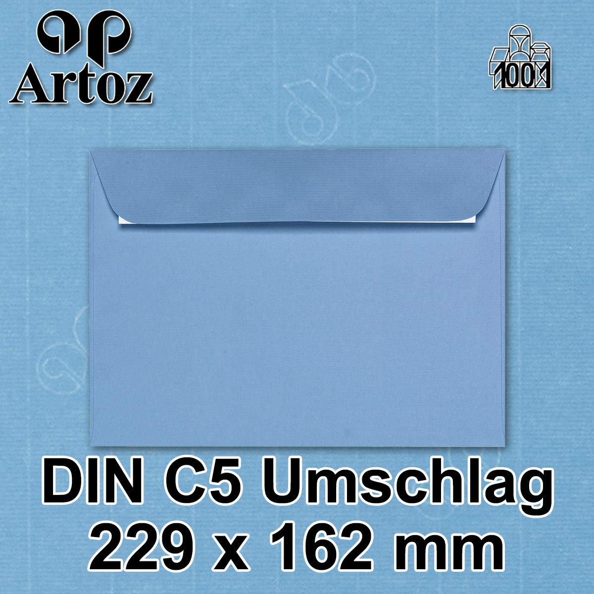 ARTOZ 100 x koperty DIN C5 niebieskie (Mariański niebieski) - 229 x 162 mm koperta bez okienka - koperty samoprzylepne - seria ARTOZ 1001