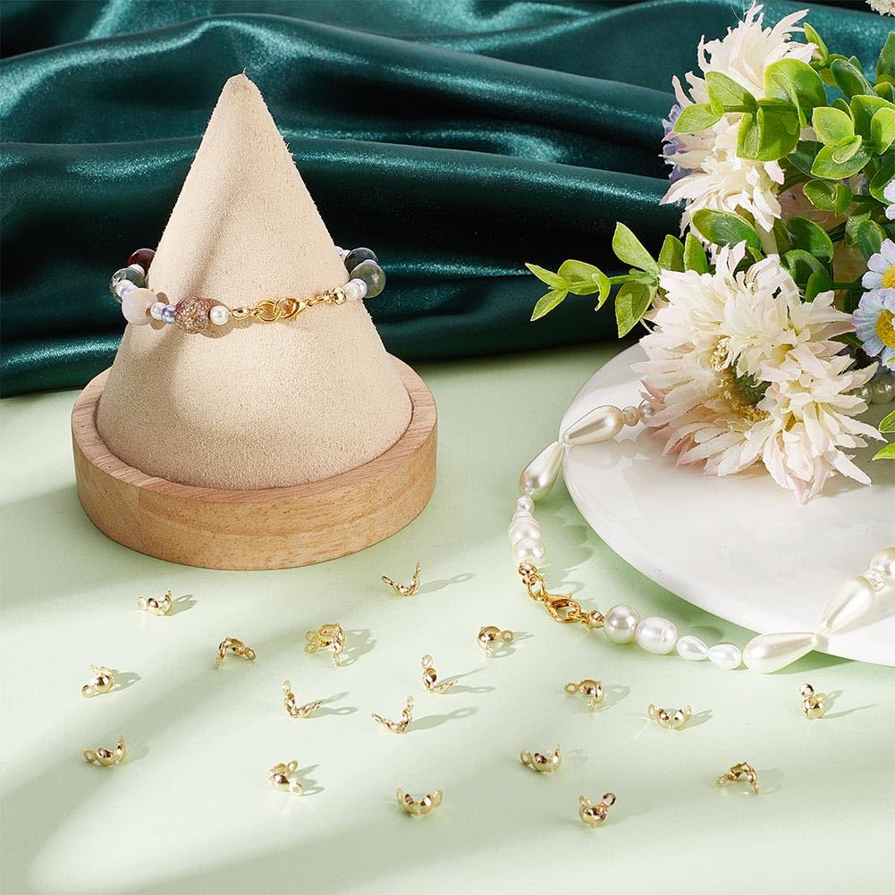 Beebeecraft 400Pcs 18K Gold Plated Bead Tips - 3mm Clamshell Knot Covers For DIY Jewelry Making - View #3