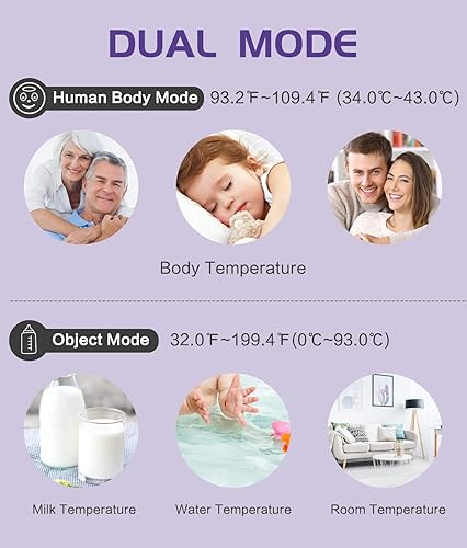 Miniatura 6 de WWDOLL Termómetro infrarrojo para la frente de adultos, sin contacto, termómetro digital con sensor de alto calibre con pantalla LCD para