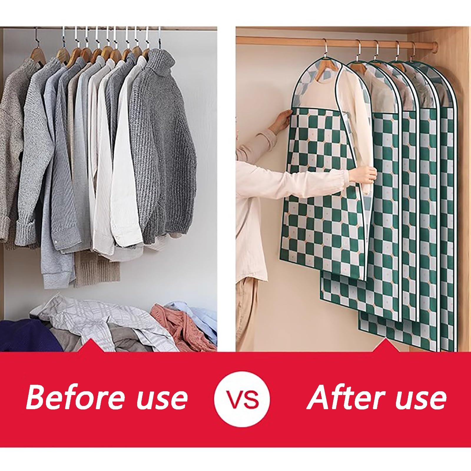 Funda para Perchas, Paquete de 5 Bolsas Ropa for Almacenamiento, Protector con Ventana Transparente, Adecuado for Trajes, Abrigos, Chaquetas(60 * 140cm/24 * 55in)