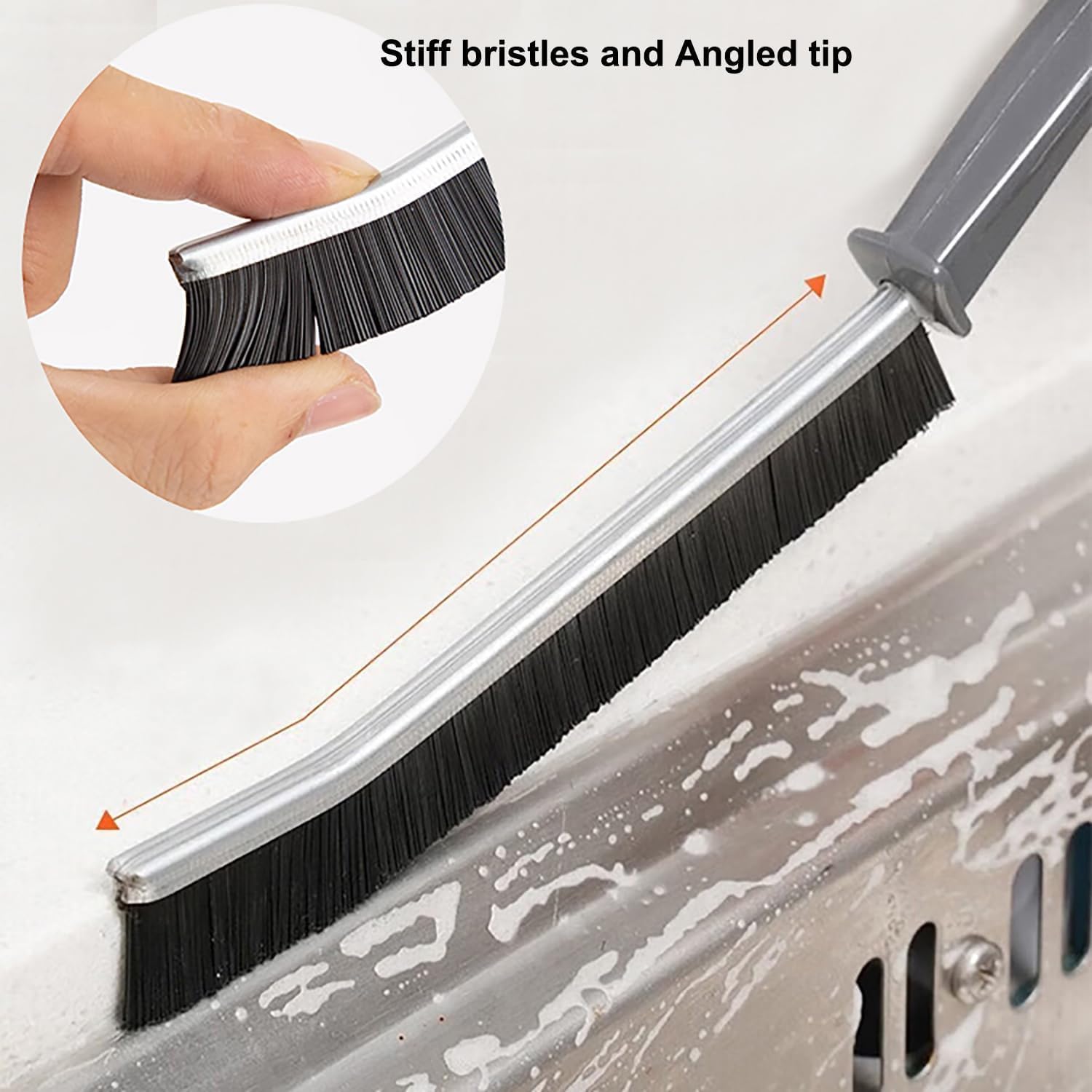 BETTERCLICK Pack of 2 Mini Gap Cleaning Brush, Clean The Dead Corners of Toilet Bathroom Kitchen Window Slots, Multi-Purpose Door Window Track Deep Cleaning Brush Supplies (Multicolour) 2