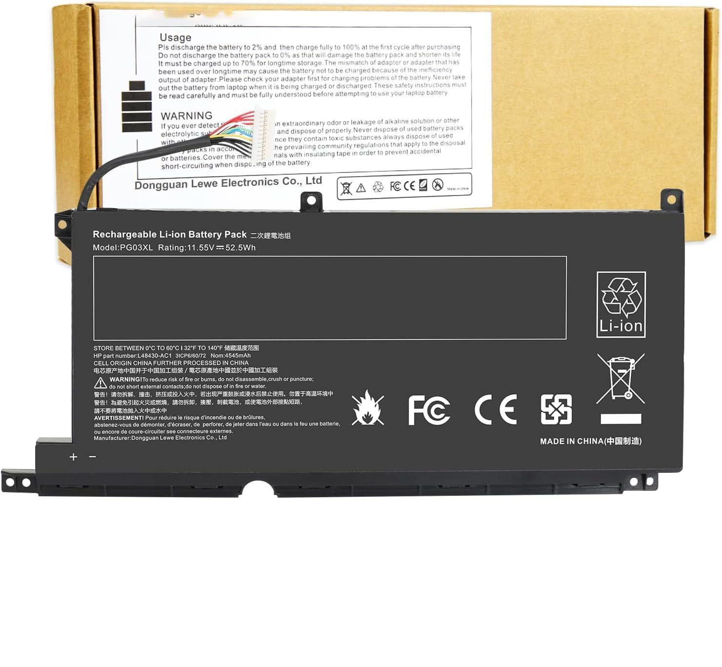 PG03XL Battery for HP Pavilion Gaming 15-DK 15T-DK 15-EC 15-DK0XXX 15-DK0055NR 15T-DK200 15-EC0013DX 15-EC1073DX 15Z-EC200 16-A0032DX 16-A0035NR L48495-005 3ICP6/60/72 HSTNN-DB9G HSTNN-OB1I L48430-AC1