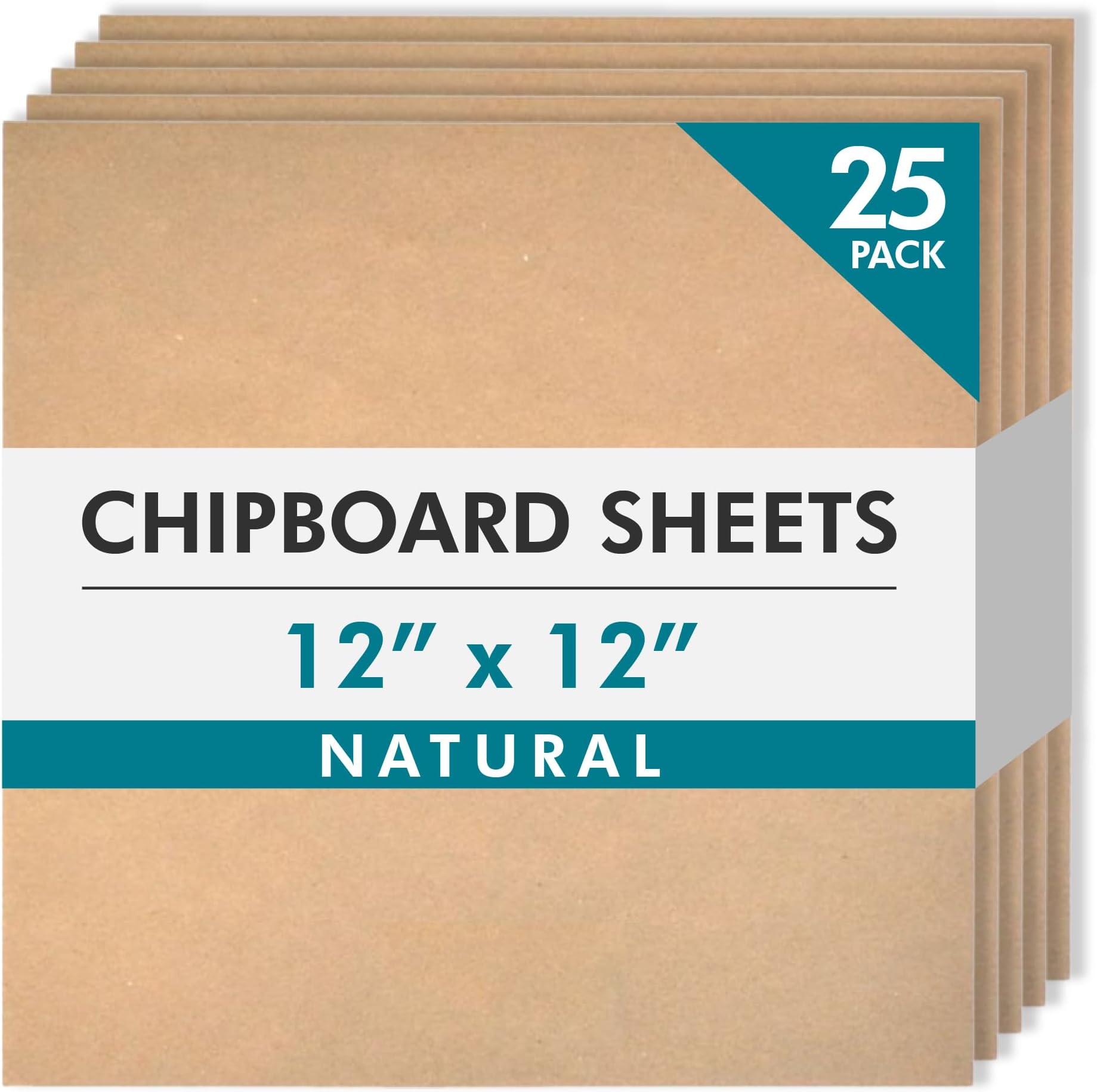 Grafix Medium Weight Chipboard – 12"x12", Natural Acid-Free 0.057” Sheets, Create Three-Dimensional Embellishments for Cards, Papercrafts, Mixed Media, Home Décor, and More, Pack of 25