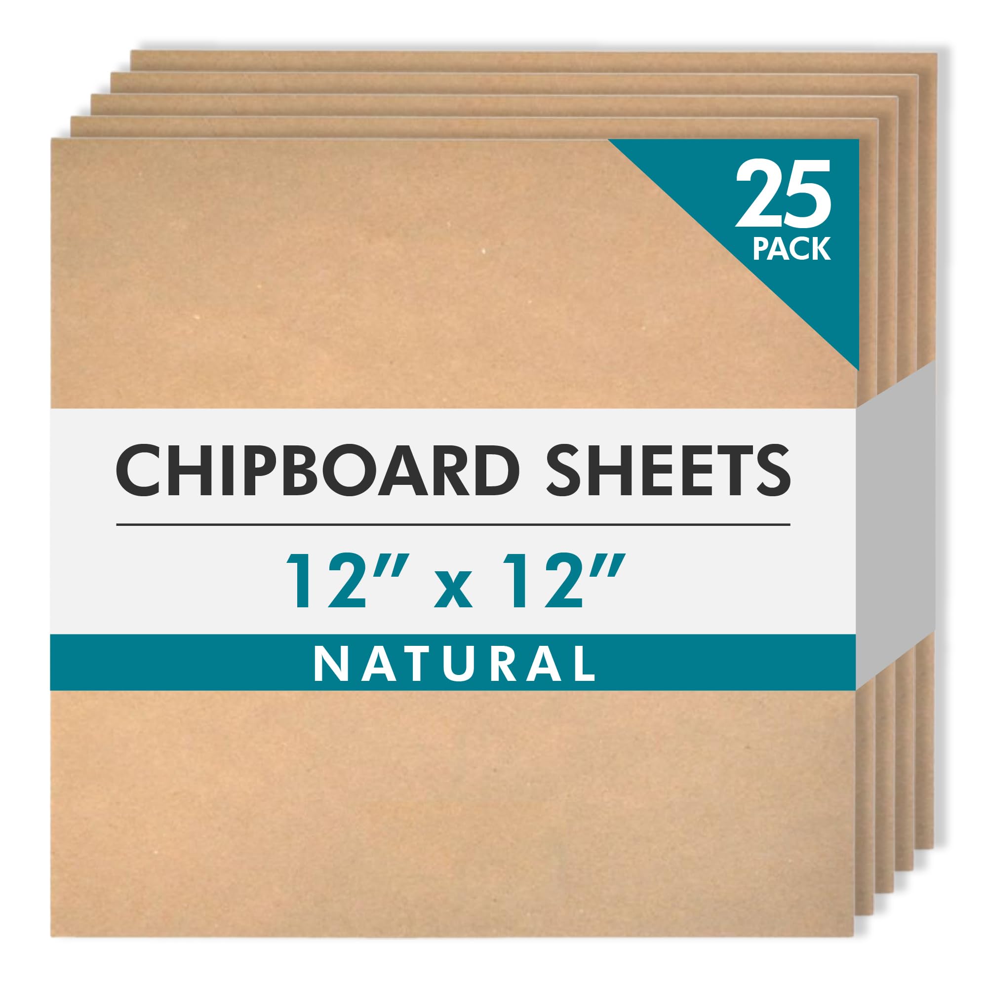 Grafix Medium Weight Chipboard Säurefreie Spanplattenbögen, 0,1 cm, für dreidimensionale Verzierungen für Karten, Papierbastelarbeiten, gemischte Medien, Heimdekoration und mehr, Natur, 12 x 12, 25