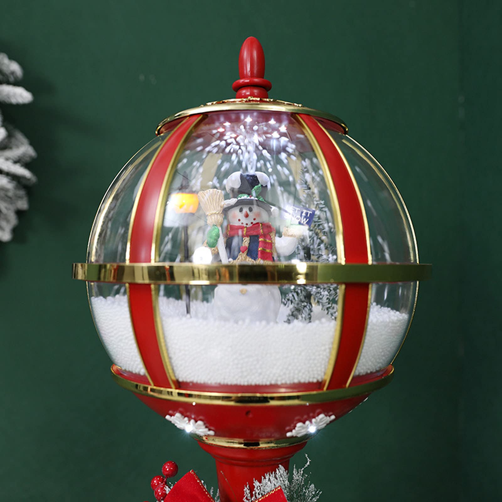 69In Decoración Navideña Lámpara De Nieve De Navidad Farola Santa/Muñeco De Nieve Linterna De Globo con 25 Melodías Navideñas para Interior Al Aire Libre,A