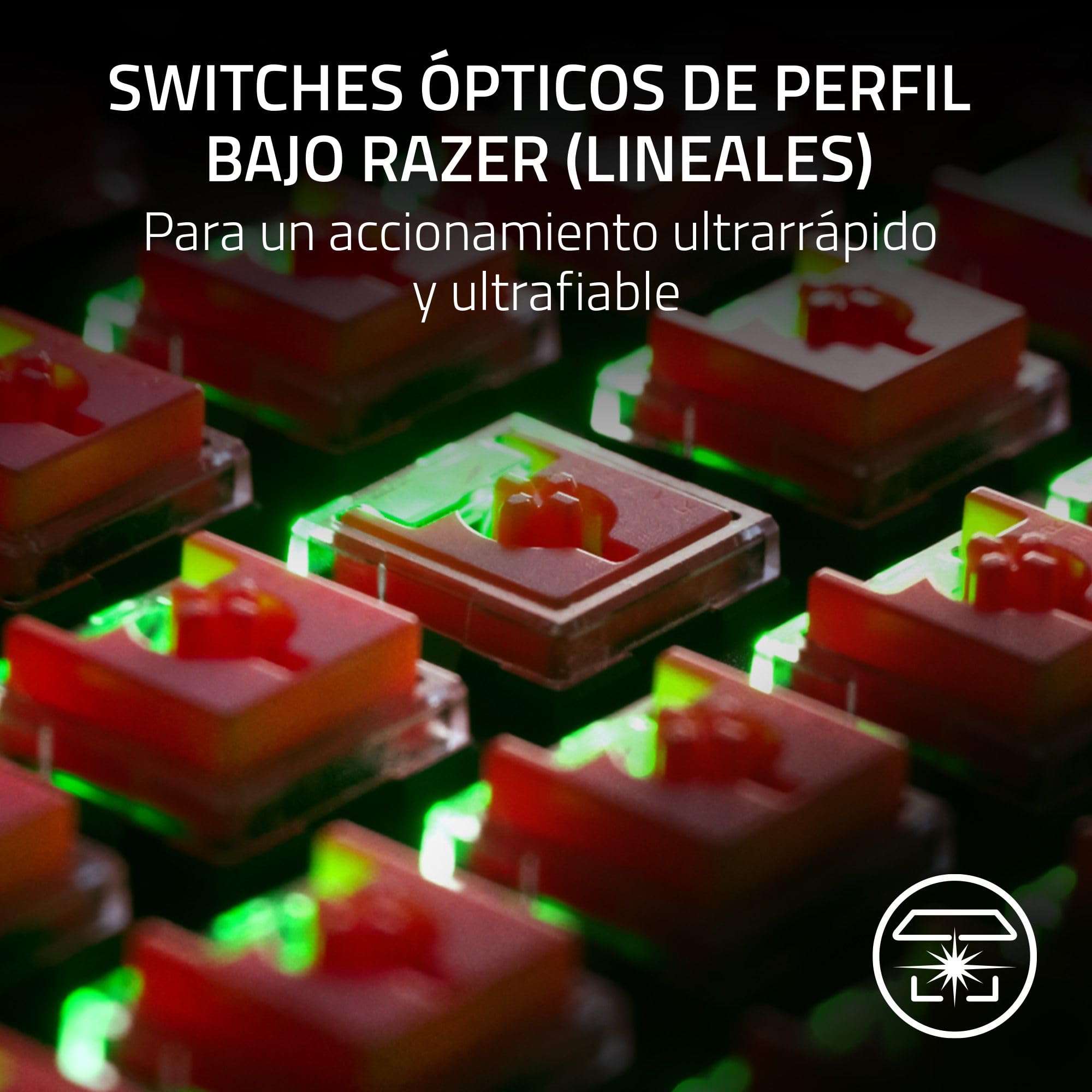 Razer DeathStalker V2 Pro Tenkeyless (Interruptor Rojo) - Teclado Óptico Inalámbrico para Juegos de Bajo Perfil (Interruptores Ópticos Lineales, HyperSpeed, Bluetooth 5.0) QWERTY Teclado ES | Negro