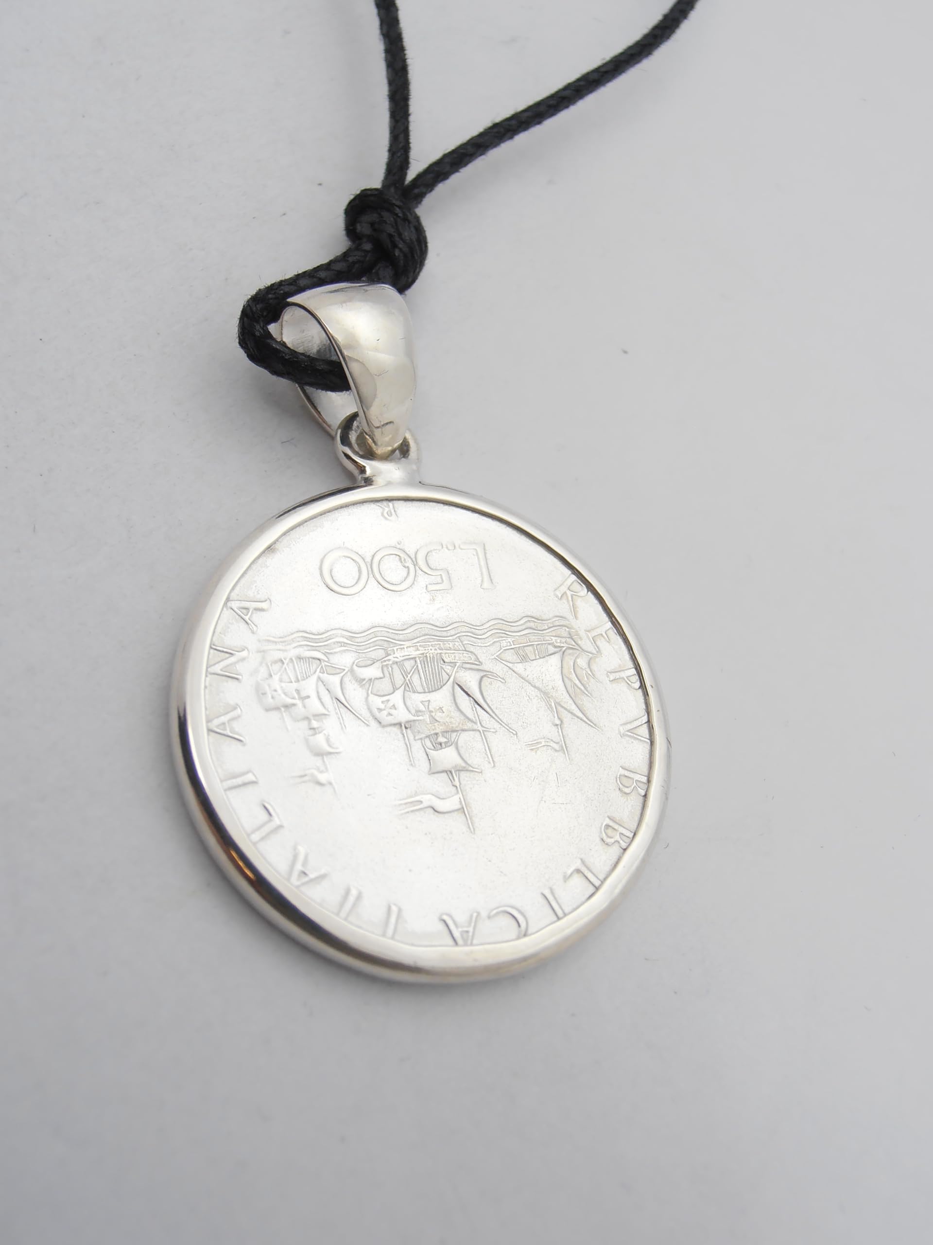 Ciondolo in Argento 925 con 500 Lire d'Argento serie Caravelle - Pendente con Girocollo