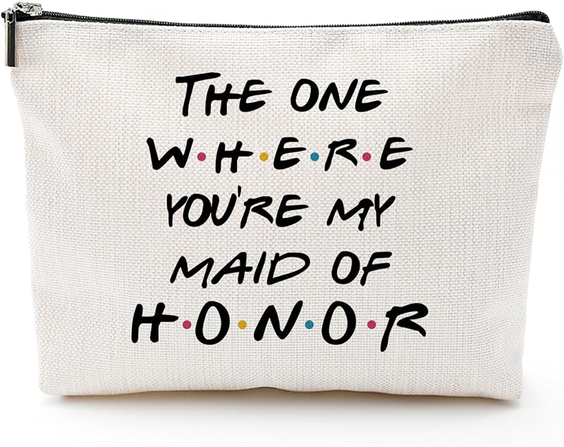 Necessaire de maquiagem Vancsenia com estampa de letras, modelo THE ONE WHERE YOU'RE MY MAID OF HONOR, 1 unidade