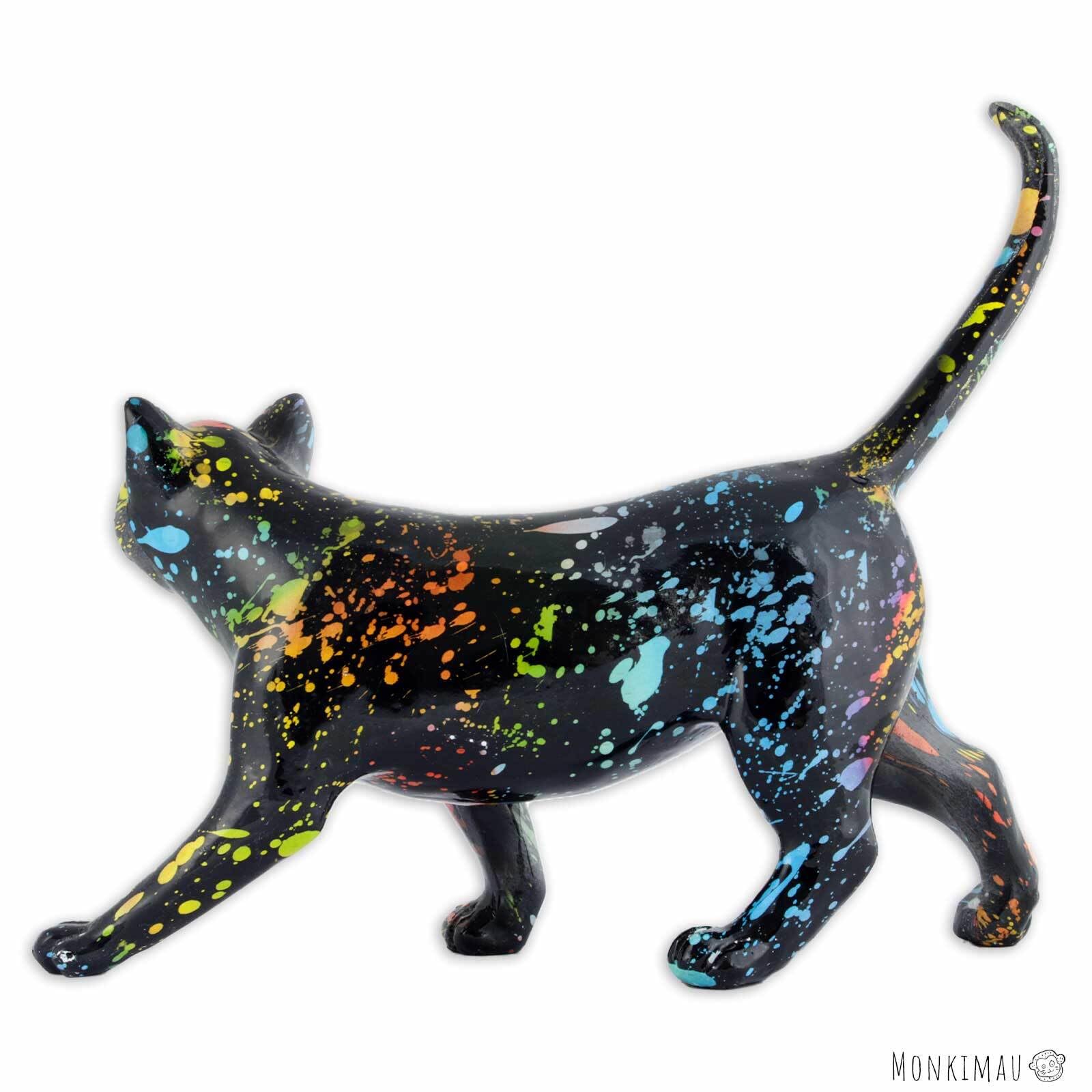 MONKIMAU Figura de gato negro de resina hecha a mano para decoración de mesa y salón, figura de gato para amantes de los gatos, regalo