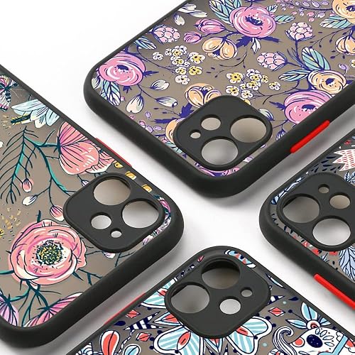 Miniatura 2 de Funda de teléfono floral esmerilada para Xiaomi Poco X3 Pro F3 Redmi Note 11 10 9 8 7 9s 10s Mi 11 Lite 5G NE 11T M3 X3 NFC cubierta mate del