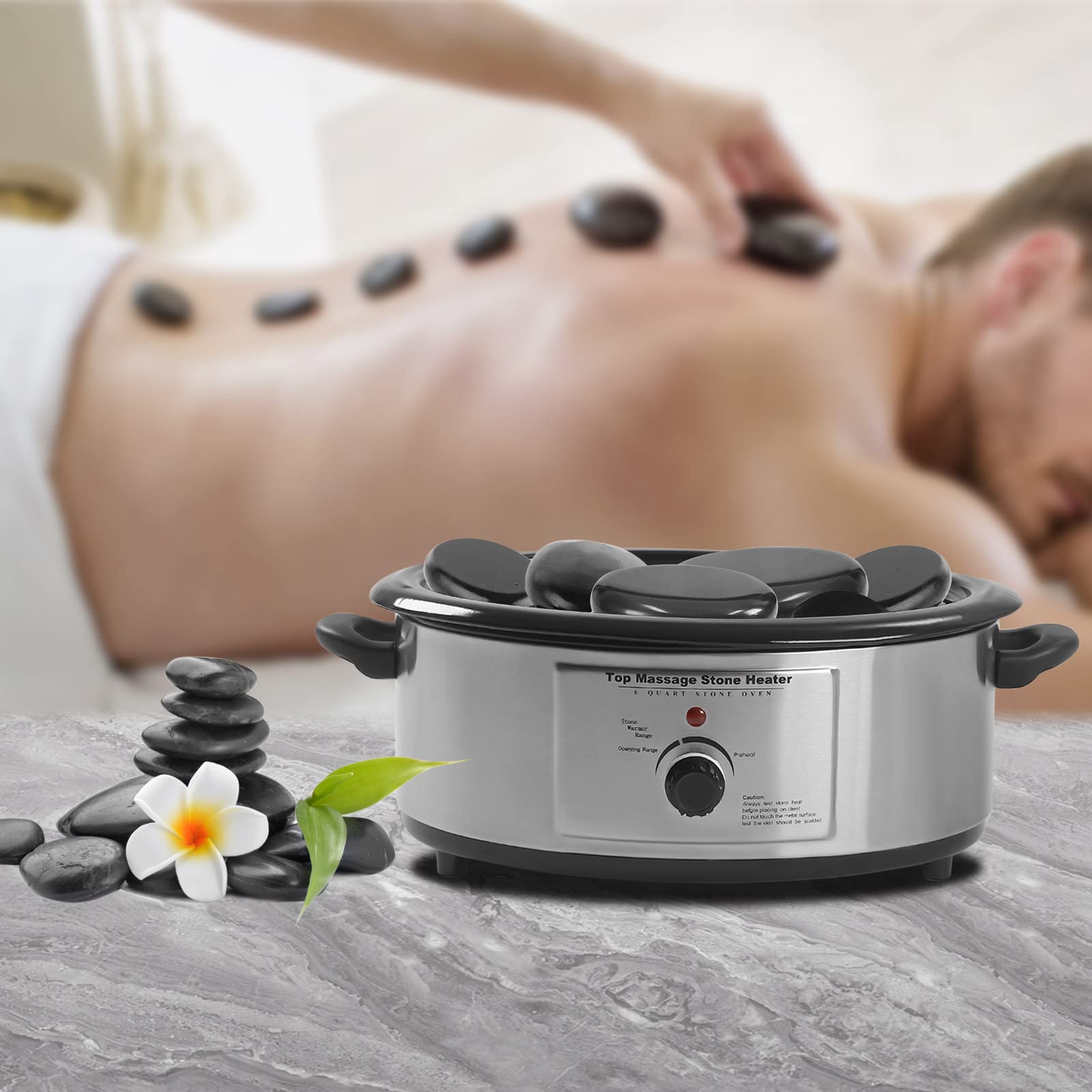 Hot Stone Wärmegerät Massage Set Basic 6 Liter, Heiße Steine Erwärmer mit Temperaturregelung