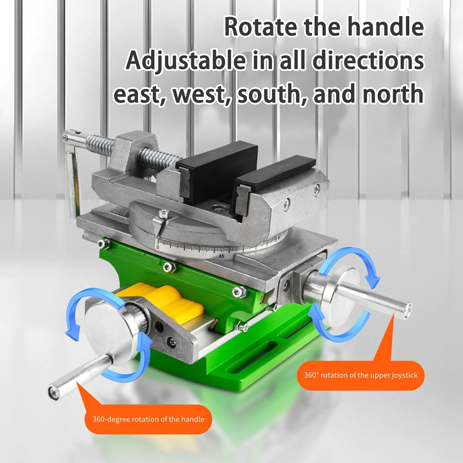 MultiAngle Drilling Precise Vise Compound Worktable with 80mm X 67mm Strokes Ranges Ideal for Benches Drill Positioning Multi-Angle Machine Vise Rotating Bridge Slide Machine Vise with Green Base