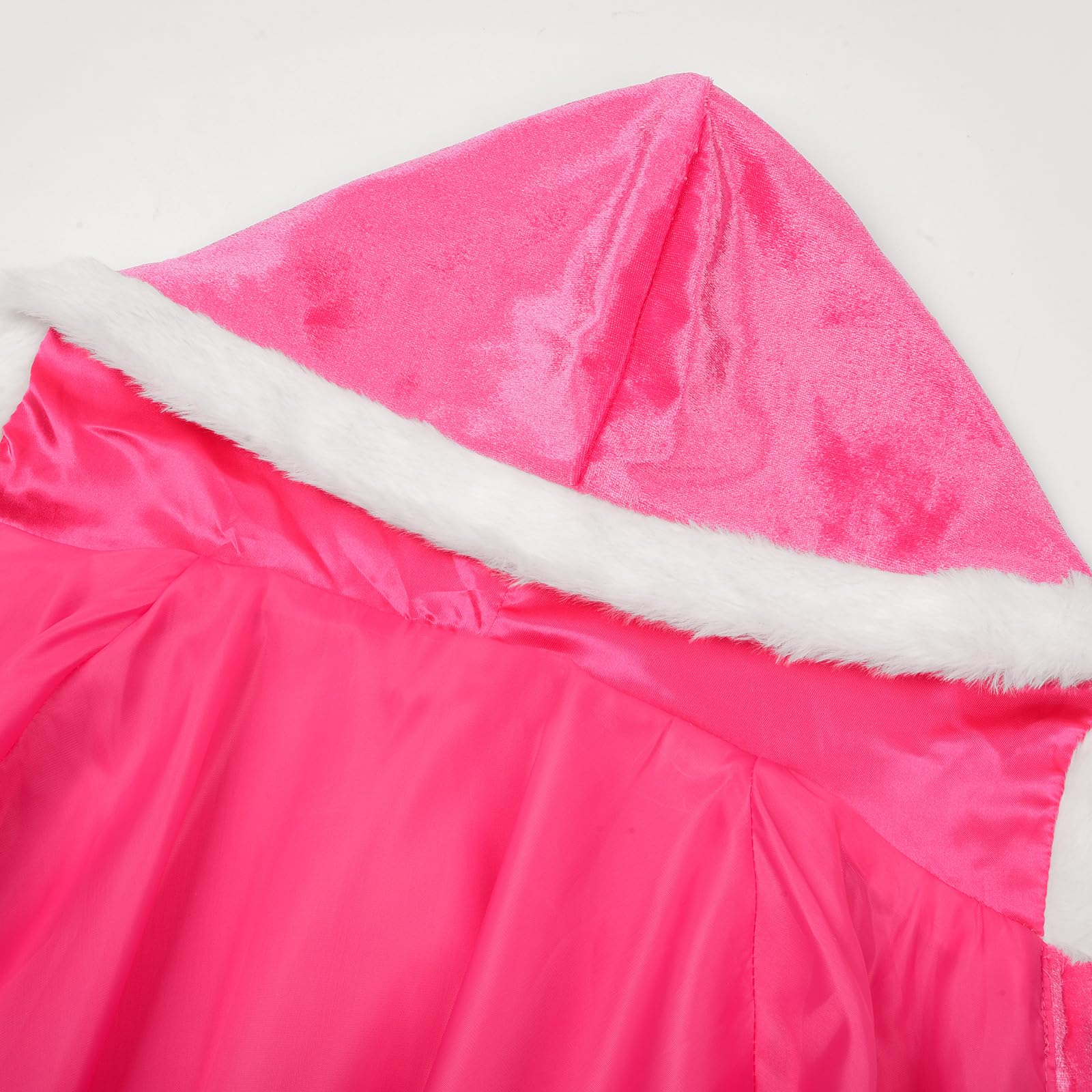 JerrisApparel Girls Cape Dress Coat Matching Princess Costume Christmas Carnival (M, Rose) - Image 4