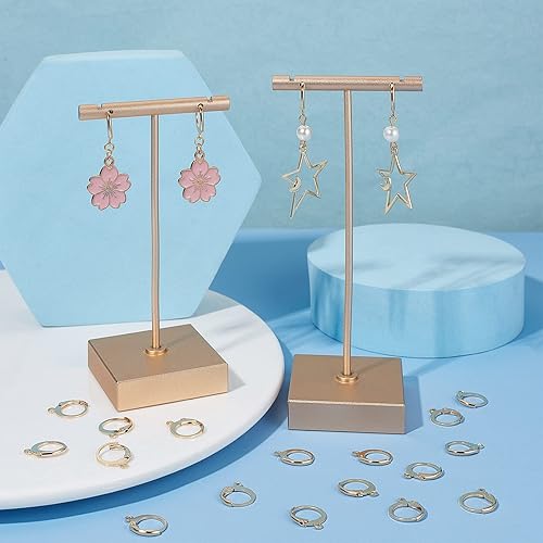 Miniatura 4 de SUNNYCLUE 1 caja de 80 ganchos para pendientes de palanca, acero inoxidable chapado en oro de 18 quilates, palancas redondas, aros traseros de